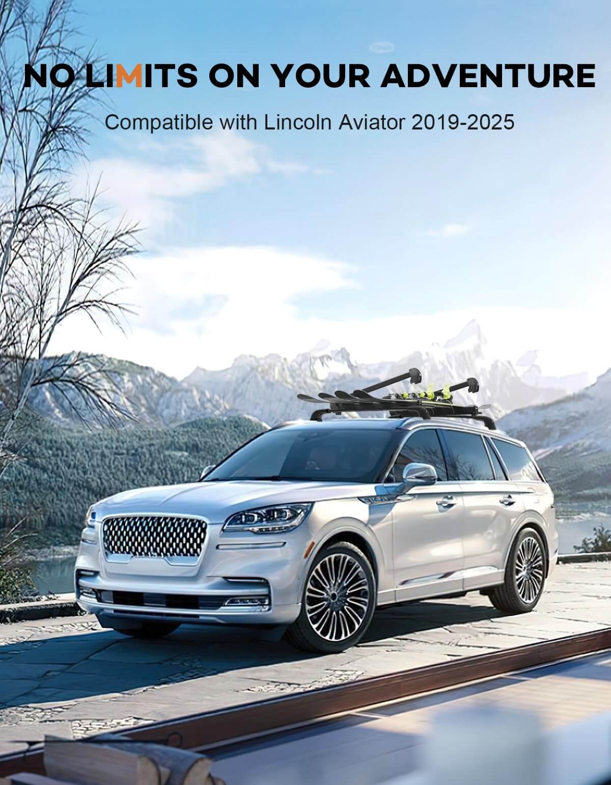 KINGGERI Roof Rack Cross Bars 220lbs Fit for Lincoln Aviator 2019-2025,Heavy Duty Anti-Theft Aluminum