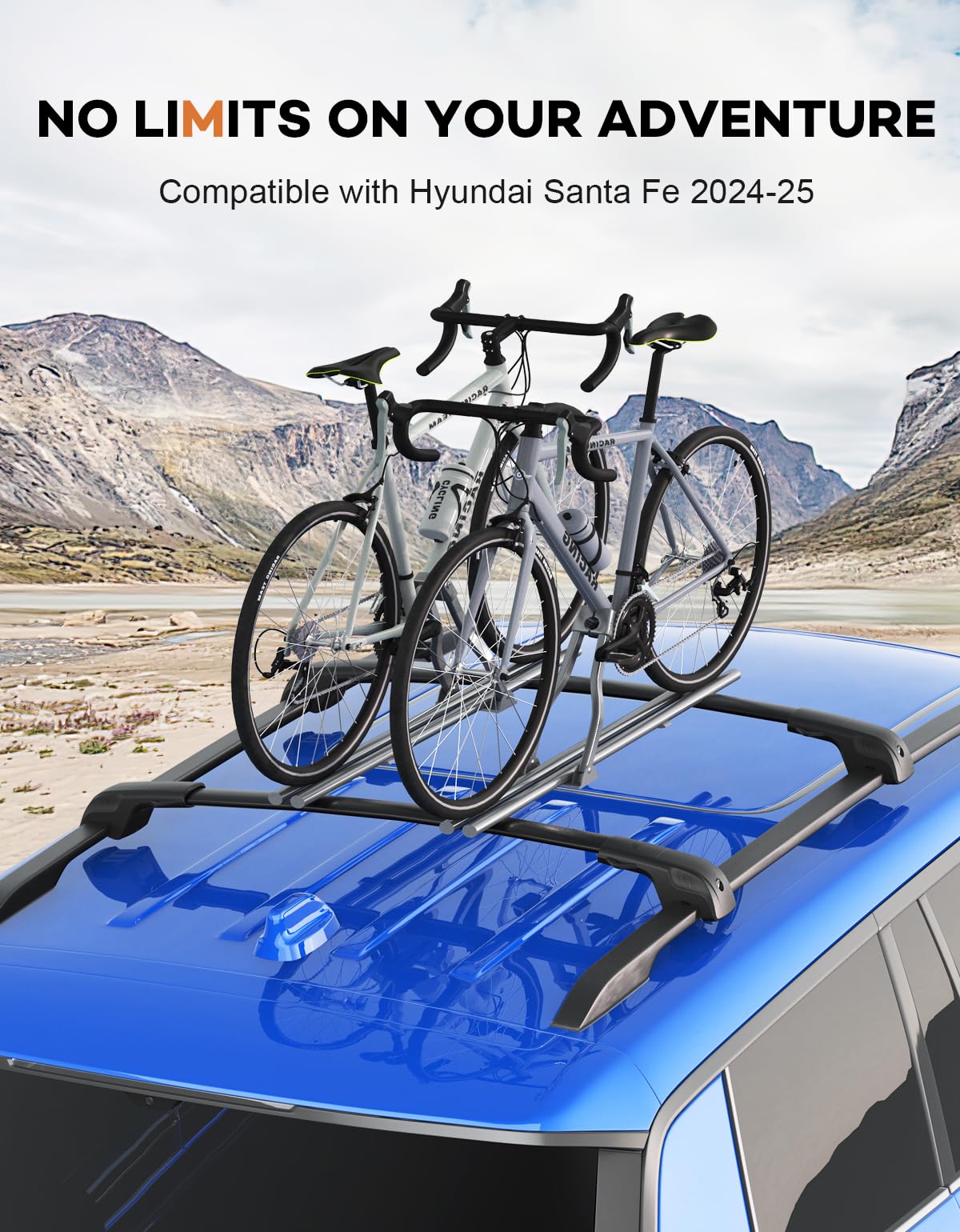 Lockable Roof Rack Cross Bars 220lbs Compatible with Hyundai Santa Fe 2024 2025