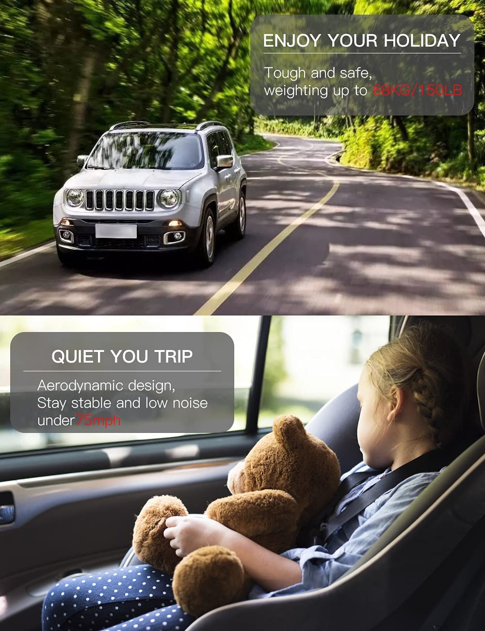 KINGGERI Roof Rack Cross Bars Compatible with Jeep Renegade 2015-2024, Heavy Duty Aluminum clampers and Bars Cargobar