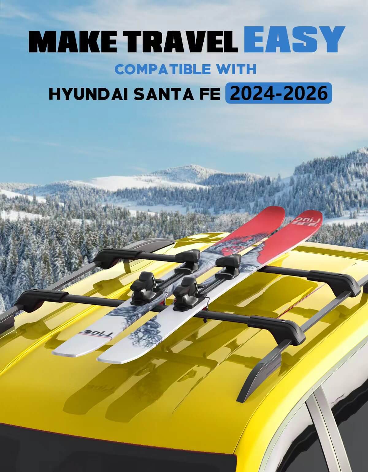 KINGGERI 260lb Roof Rack Cross Bars Fit for 2024-2026 Hyundai Santa Fe & Santa Fe Hybrid (Not for SE)