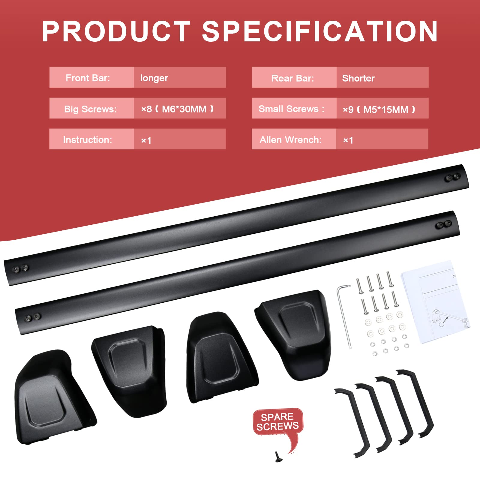 KINGGERI 220lbs Roof Rack Cross Bars Fit for Jeep Grand Cherokee L 2021-2025 & Grand Cherokee 2022-2025