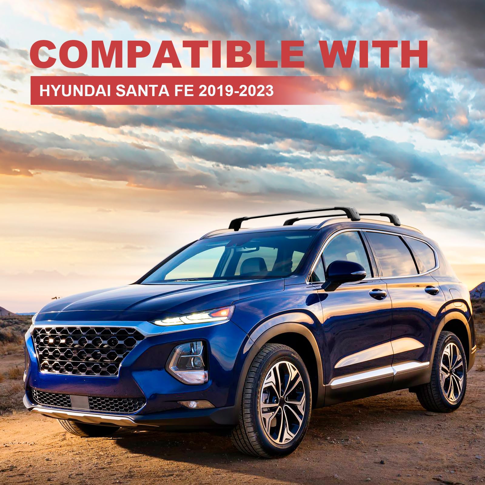 KINGGERI 260lbs Roof Rack Cross Bars Fit for 2019-2023 Hyundai Santa Fe & Santa Fe Hybrid