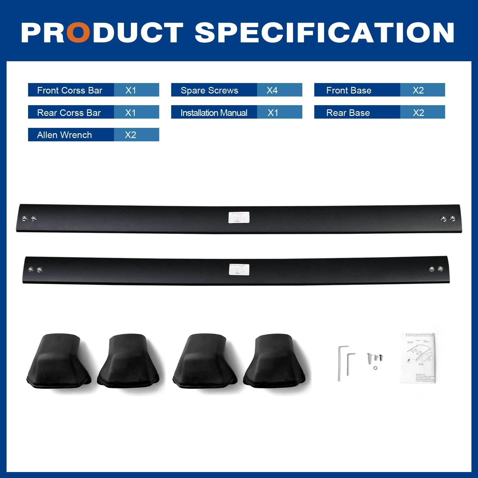 KINGGERI Roof Rack Cross Bars Fit for Honda CRV CR-V 2012-2016 with Side Rails, Heavy Duty Aluminum clampers and Bars Cargobar