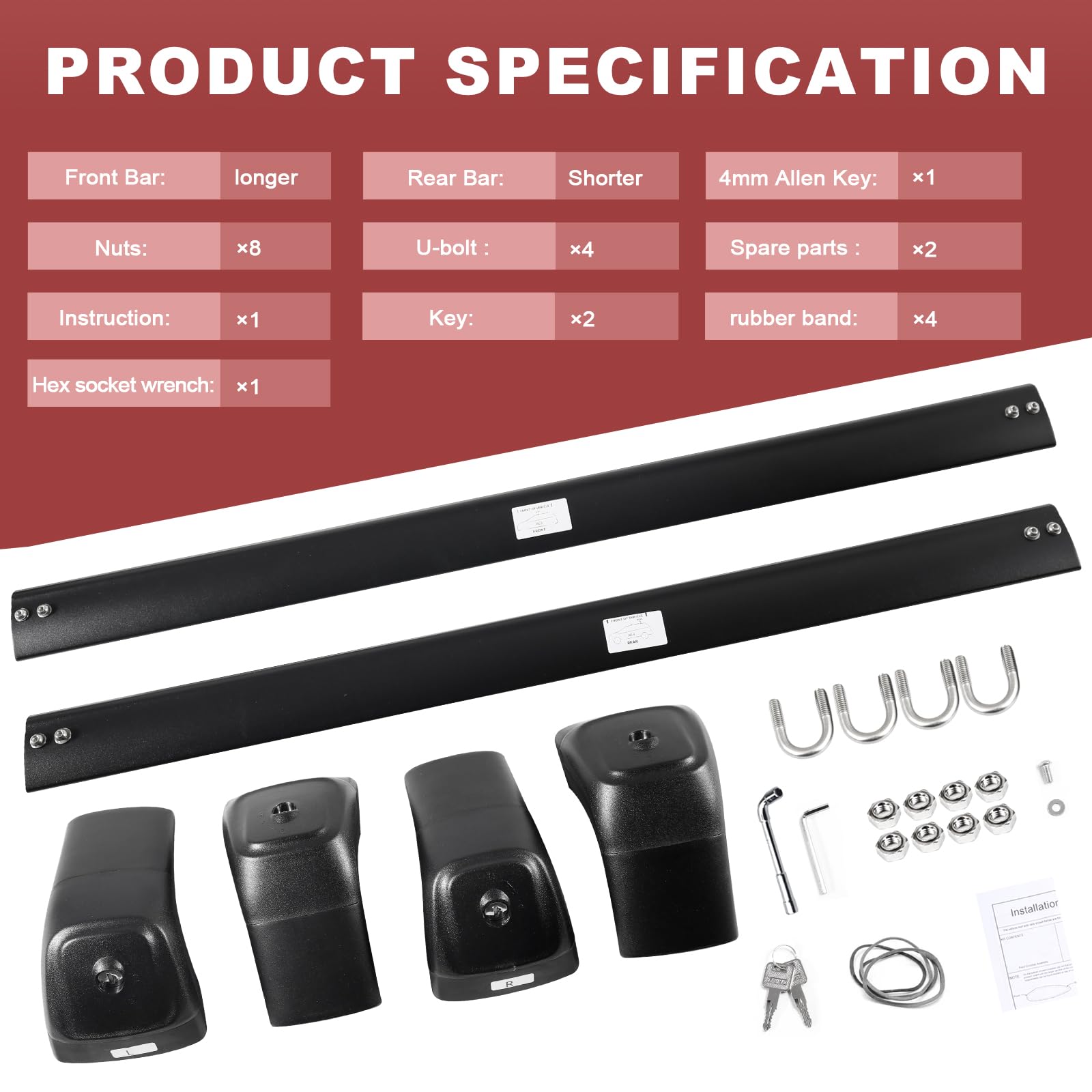 Lockable Roof Rack Cross Bars Compatible with Rivian R1T 2022-2025,Truck Pickup Bed Heavy Duty 260lbs