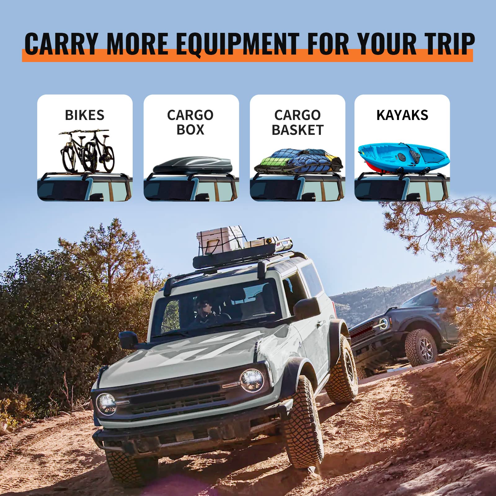 Roof Rack Cross Bars 5PCS Compatible with Ford Bronco 2021-2025, Hard TOP 2Door & 4Door (Not for Bronco Sport), Aluminum Crossbars