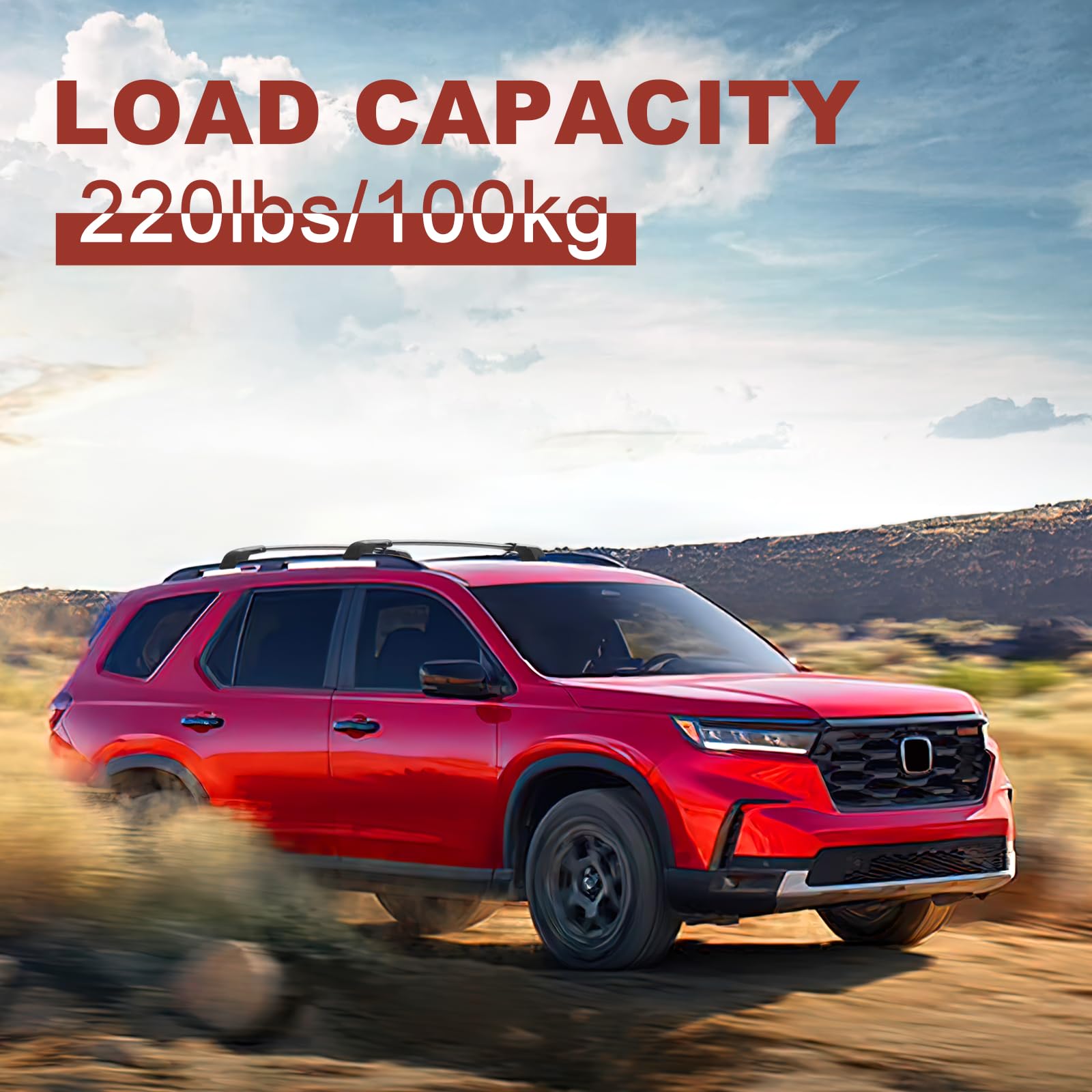 KINGGERI Lockable 220lbs Roof Rack Cross Bars Compatible with Honda Pilot 2023-2025 Sport TrailSport Touring Elite with Raised Rails (Not for LX & EX-L)