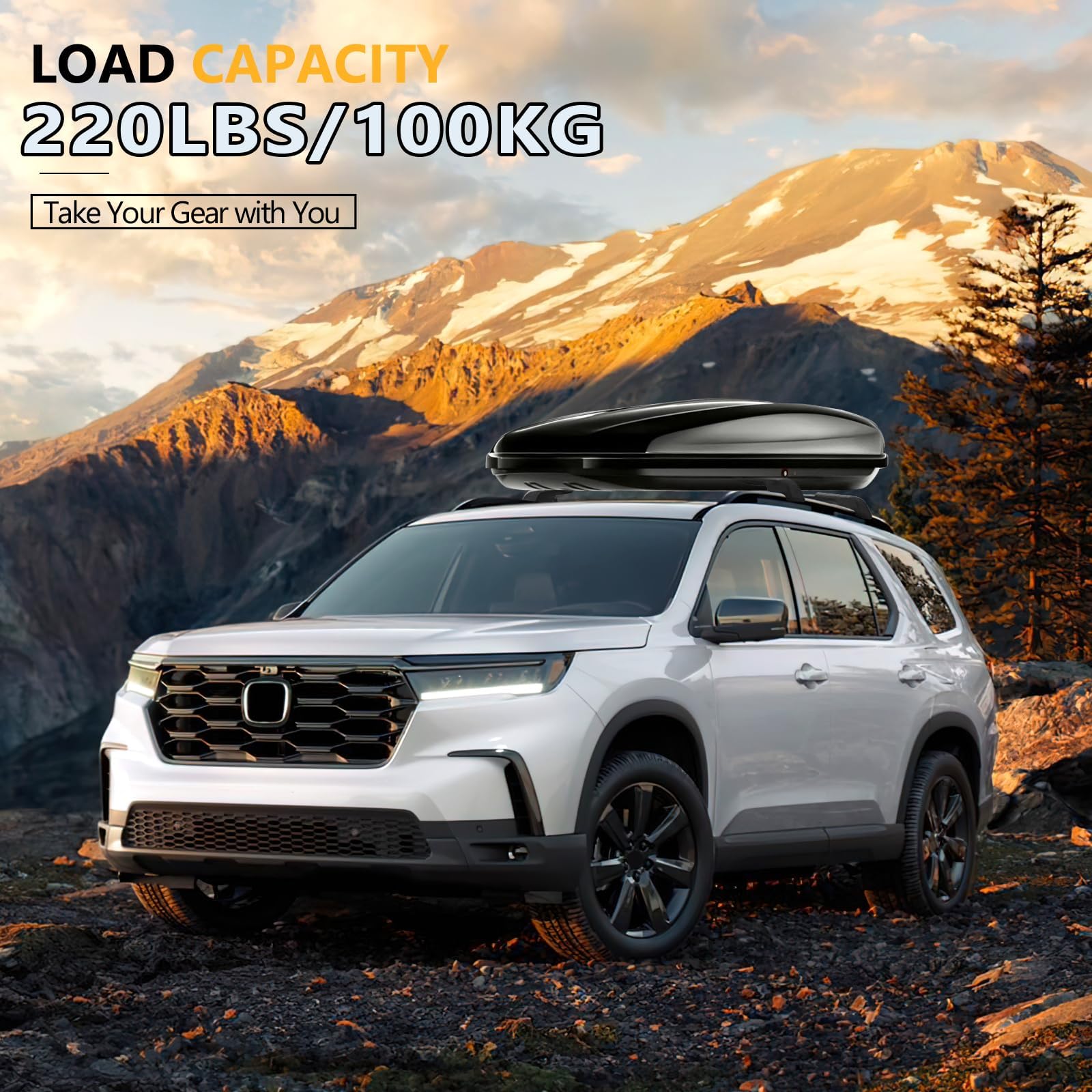 KINGGERI 220lbs Lockable Roof Rack Cross Bars Fit for Honda Pilot 2023-2025 Sport TrailSport Touring Elite with Raised Rails (Not for LX & EX-L)