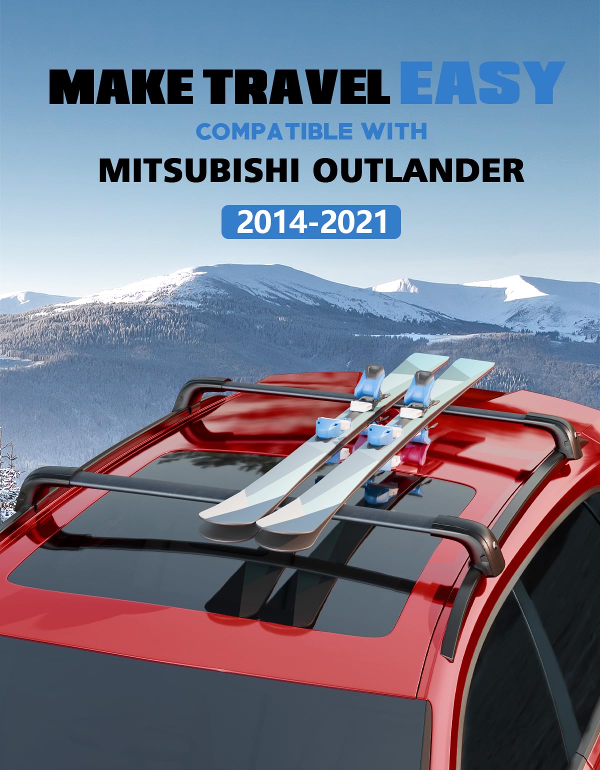 KINGGERI Lockable Roof Rack Cross Bars 220lb Fit for Mitsubishi Outlander 2014-2021 (Not for Outlander Sport),Heavy Duty Anti-Theft