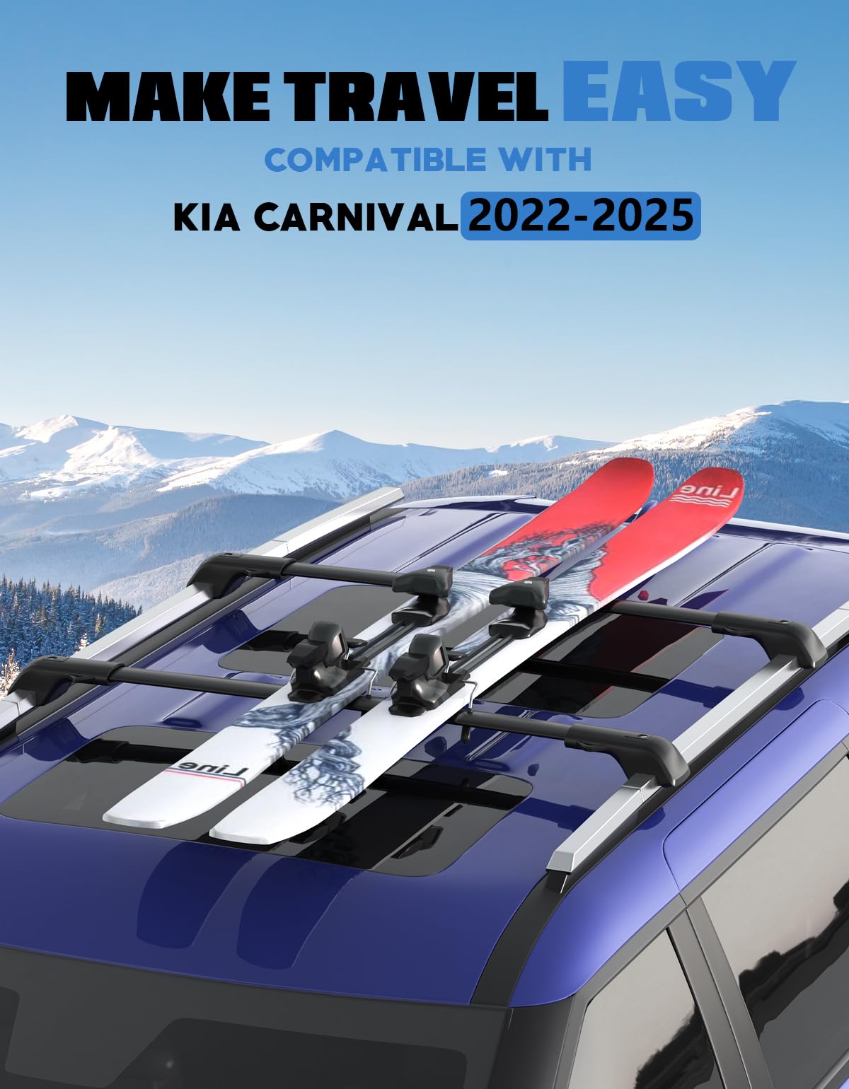 KINGGERI Lockable Roof Rack Cross Bars 220lbs Compatible with 2015-2024 Jeep Renegade (with Raised Side Rails)