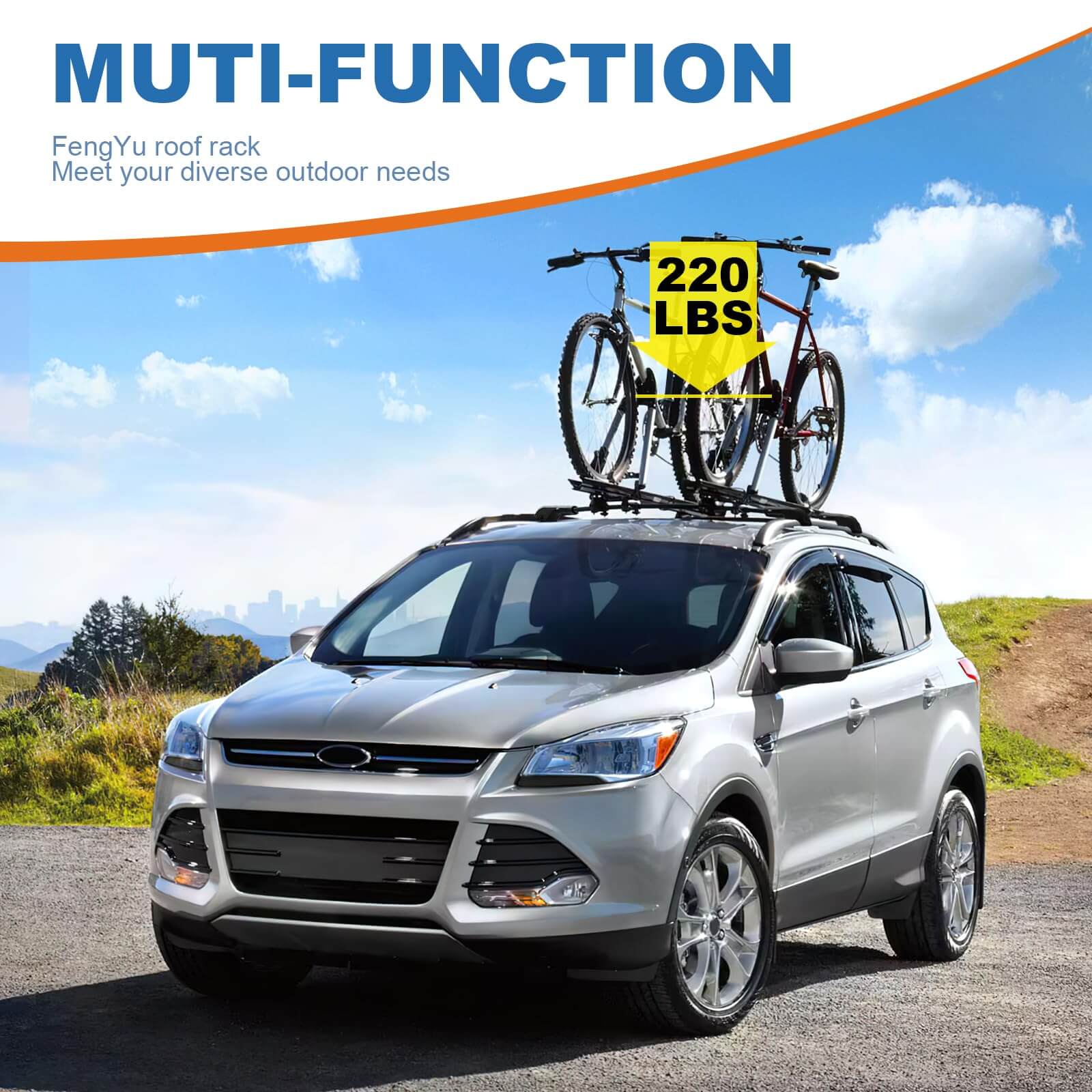 KINGGERI Roof Rack Cross Bars 220lb Fit for Ford Escape 2013-2019,Heavy Duty Lockable Aluminum