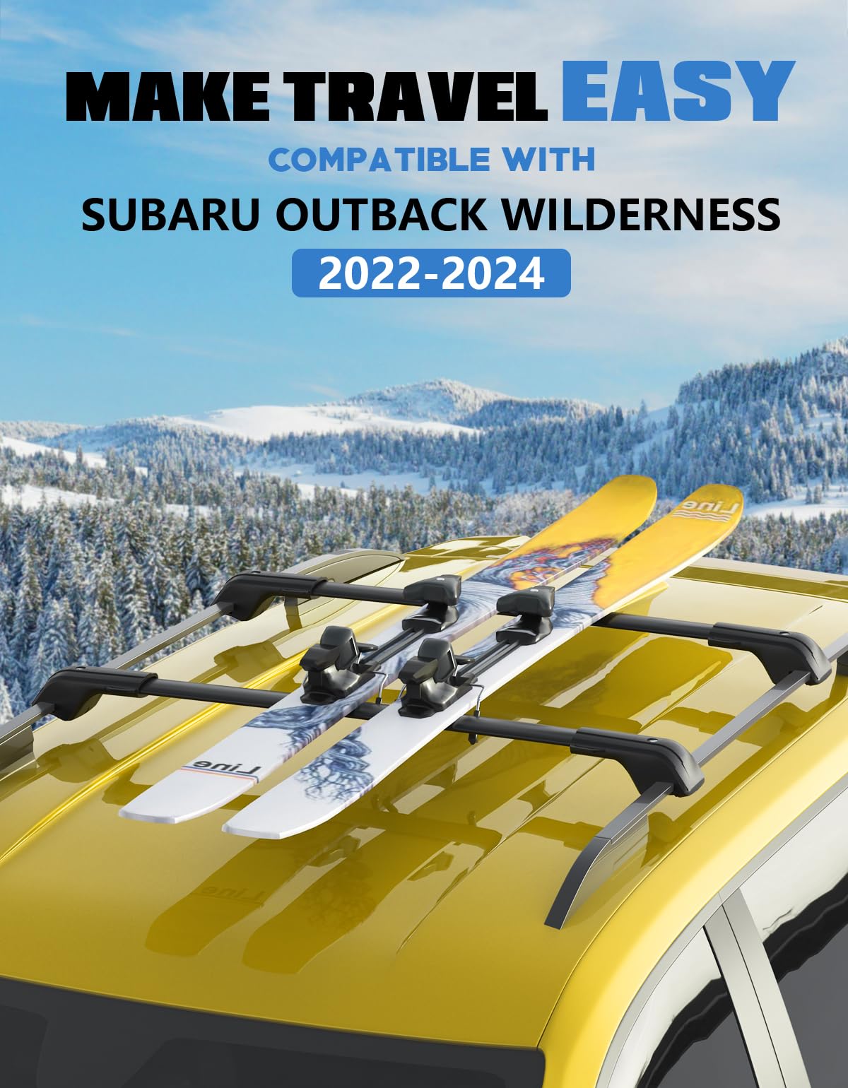 Lockable Roof Rack Cross Bars 260lbs Fit for Subaru Outback Wilderness 2022-2025 (with Raised Rails),All-Metal Aluminum Crossbars