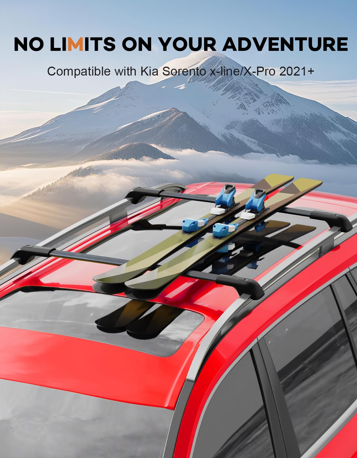 300lbs Lockable Roof Rack Cross Bars Compatible with Kia Sorento X-Line & X-Pro 2021-2026 (with Raised Rails,Not Flushed Rails), Crossbars Rooftop Cargo Carrier Luggage