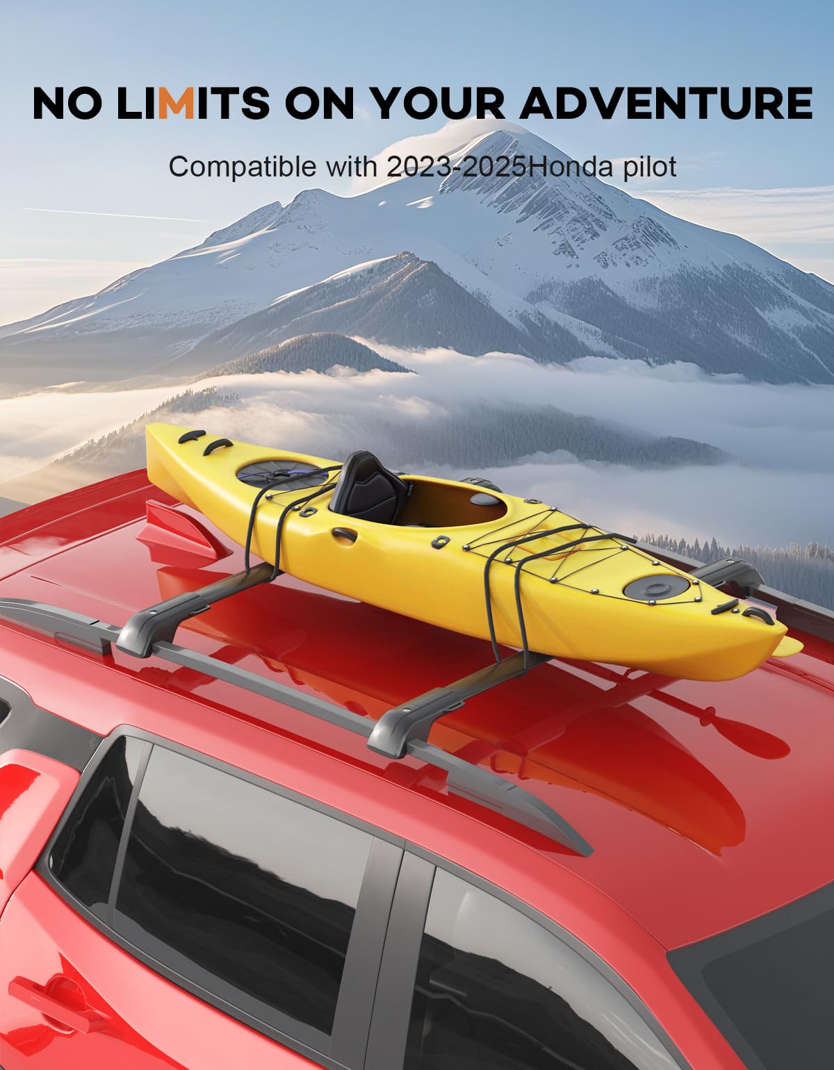 KINGGERI Lockable Roof Rack Cross Bars 260lbs Fit for Honda Pilot 2023-2025 Elite Sport Touring Trailsport (Not for LX & EX-L) with Raised Side Rails