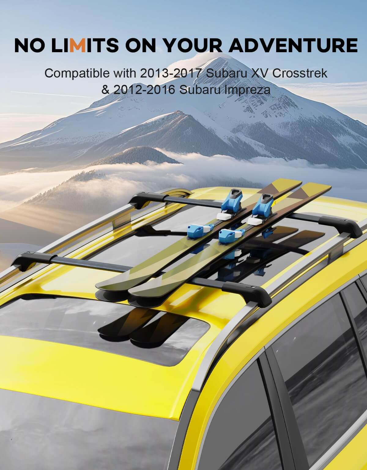 KINGGERI Roof Rack Cross Bars 220lbs Compatible with Subaru XV Crosstrek 2013-2017, Lockable Aluminum