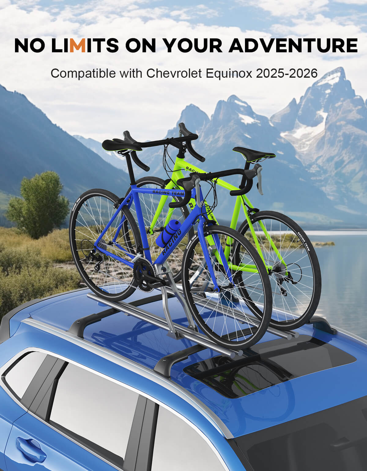 Lockable Roof Rack Cross Bars 260lbs Compatible with 2025 2026 Chevy Chevrolet Equinox with Raised Side Rails (Not for EV)