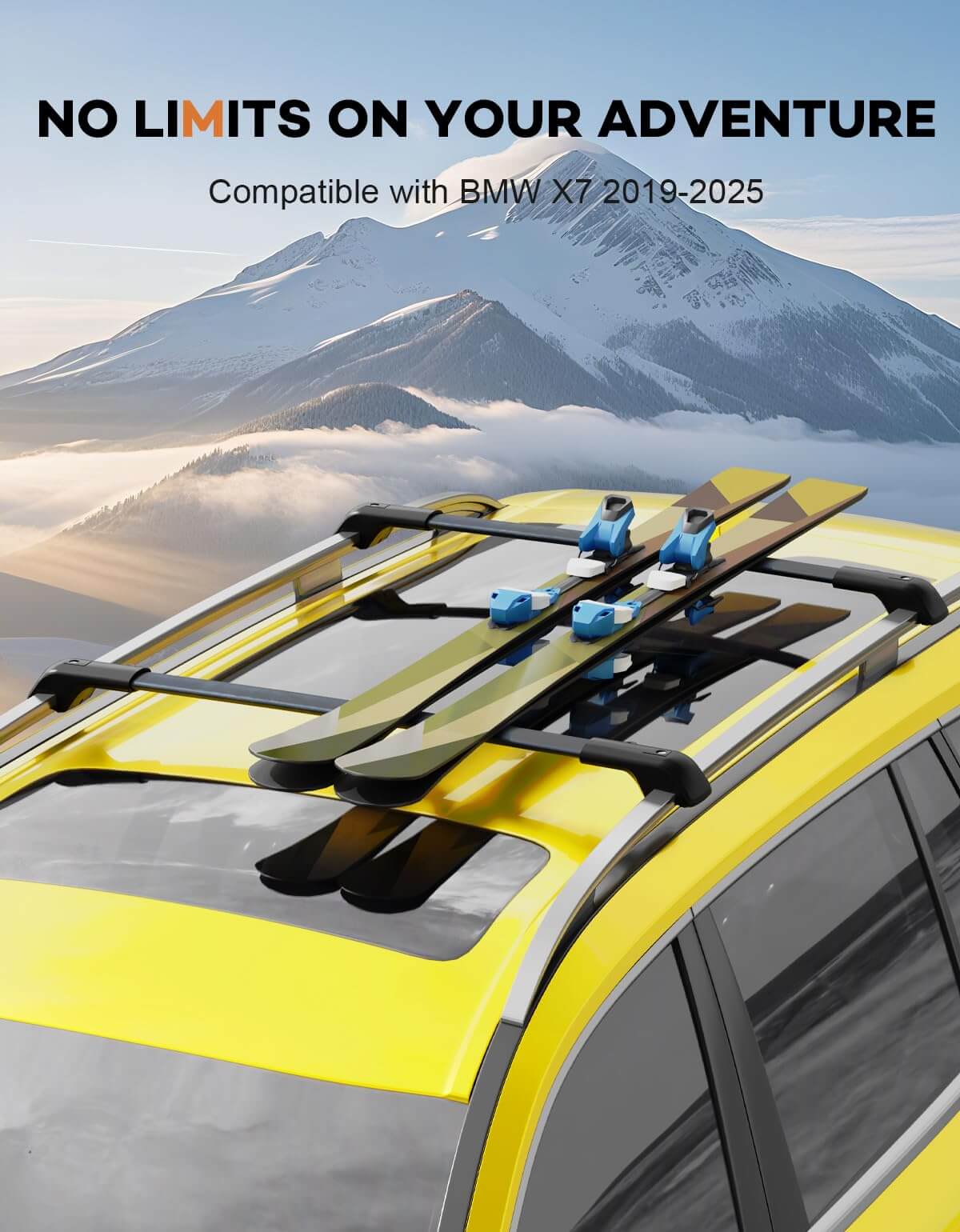 KINGGERI Roof Rack Cross Bars 220lbs Compatible with BMW X7 G07 2019-2026 with Raised Side Rails