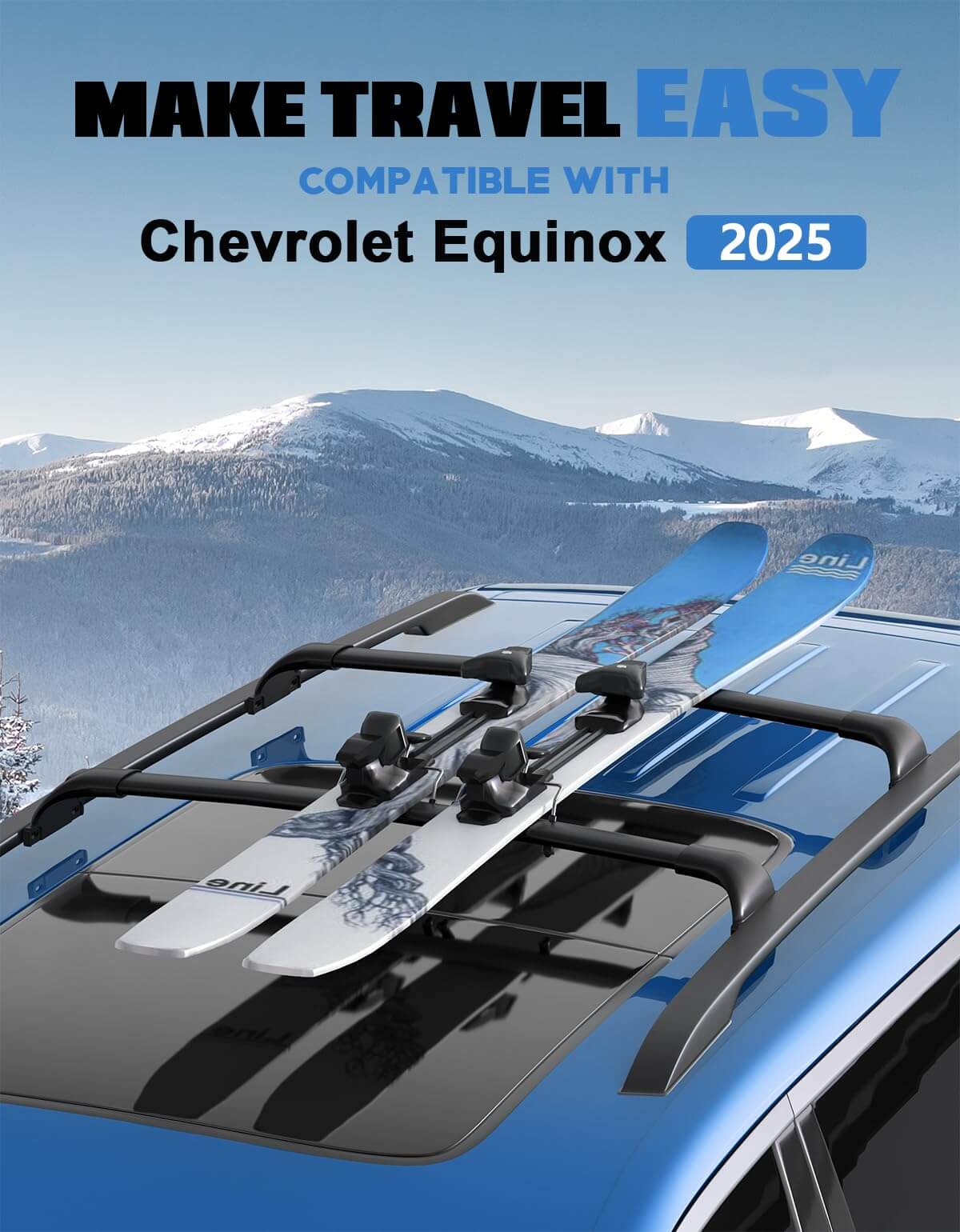 KINGGERI Roof Rack Cross Bars 220lbs Compatible with 2025 Chevy Chevrolet Equinox with Raised Side Rails (Not for EV)