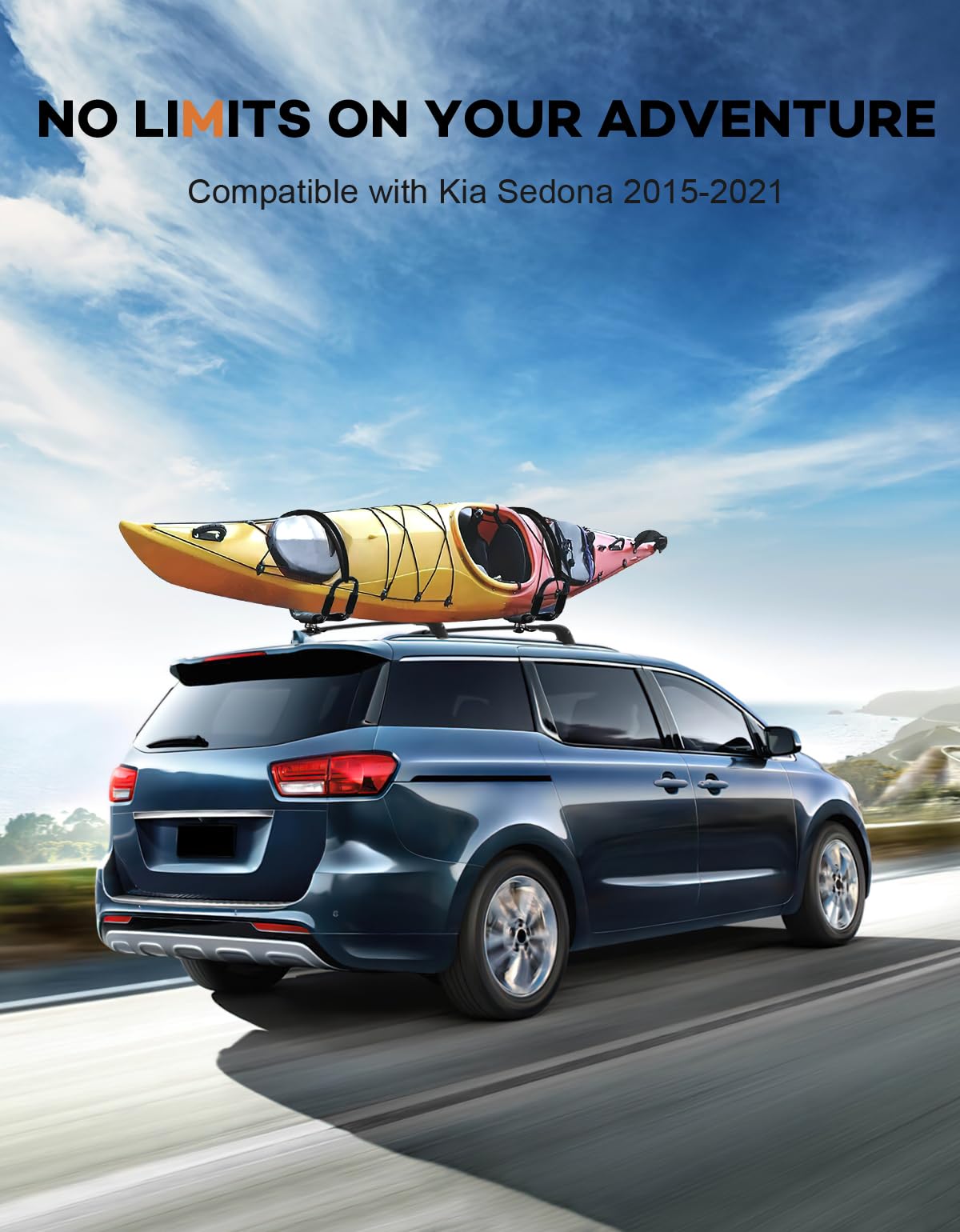 Roof Rack Cross Bars 220lbs Compatible with Kia Sedona 2015-2021