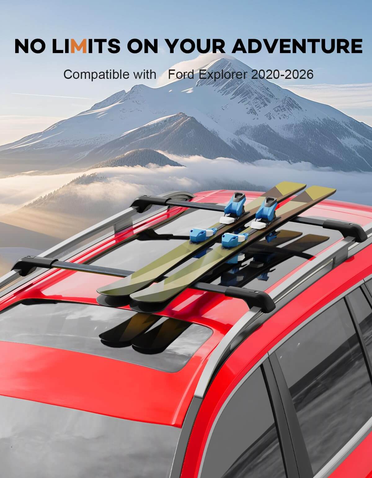 KINGGERI Lockable 220lbs Roof Rack Cross Bars Compatible with Ford Explorer 2020-2025,Heavy Duty Lockable Aluminum
