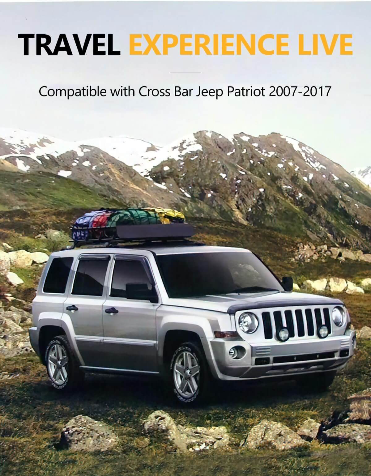 KINGGERI 220lbs Lockable Roof Rack Cross Bars Compatible with Jeep Patriot 2007-2017 with Raised Side Rails