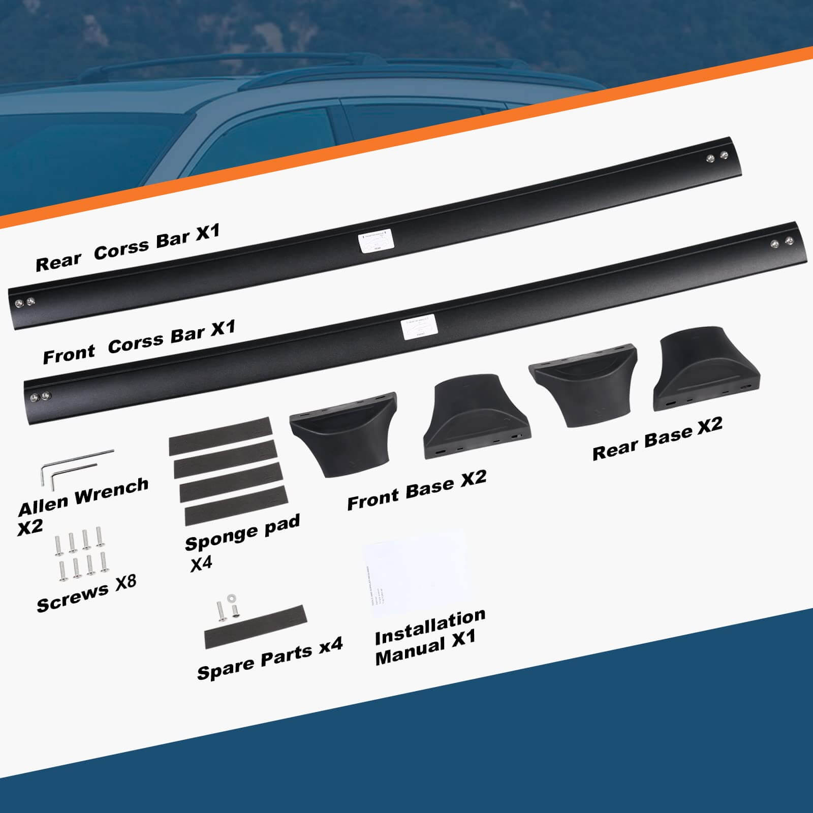KINGGERI Roof Rack Cross Bars Compatible with Honda Pilot 2016-2022 with Flush Rails, Heavy Duty Aluminum