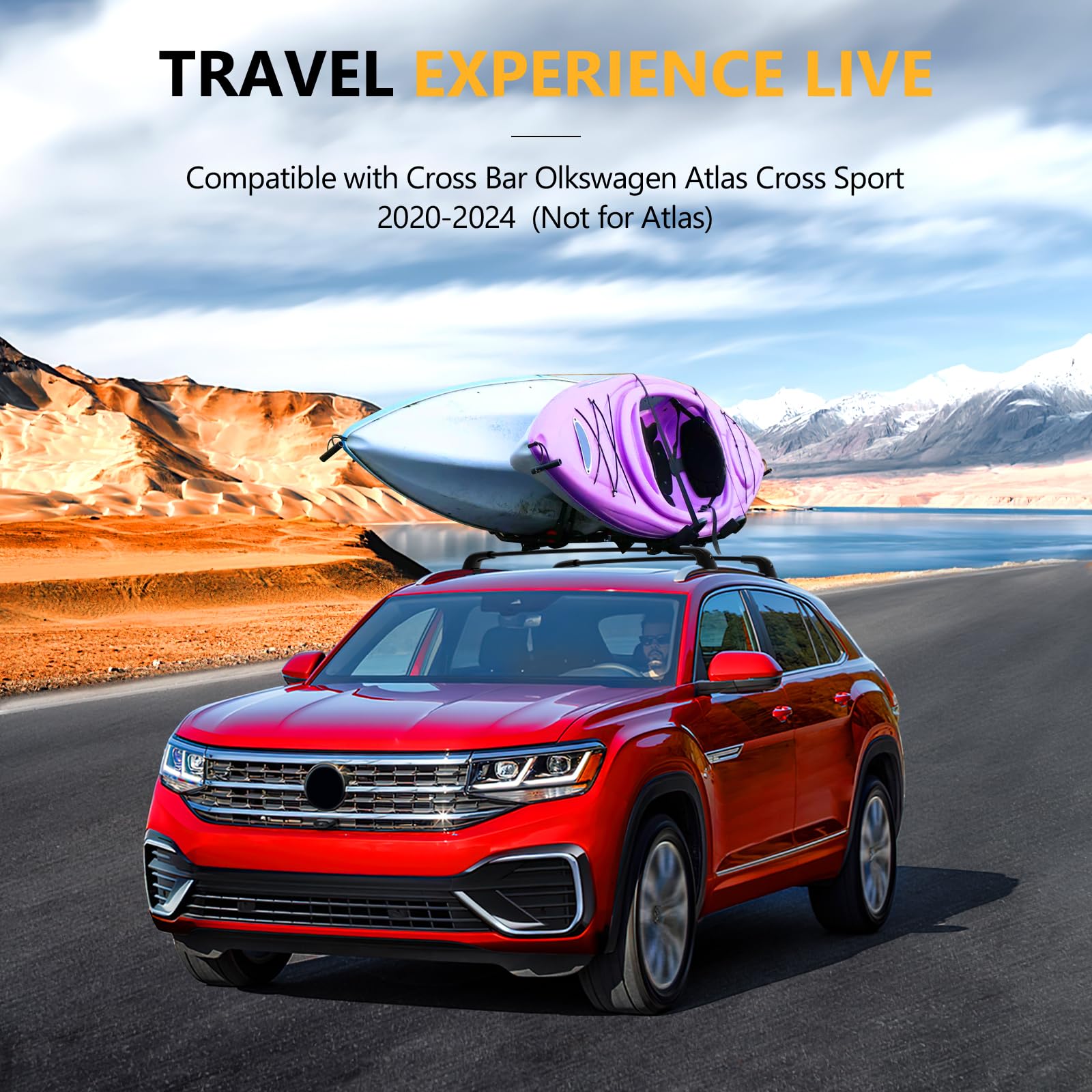 220lbs Lockable Roof Rack Cross Bars Compatible with Volkswagen VW Atlas Cross Sport 2020 2021 2022 2023 2024 2025