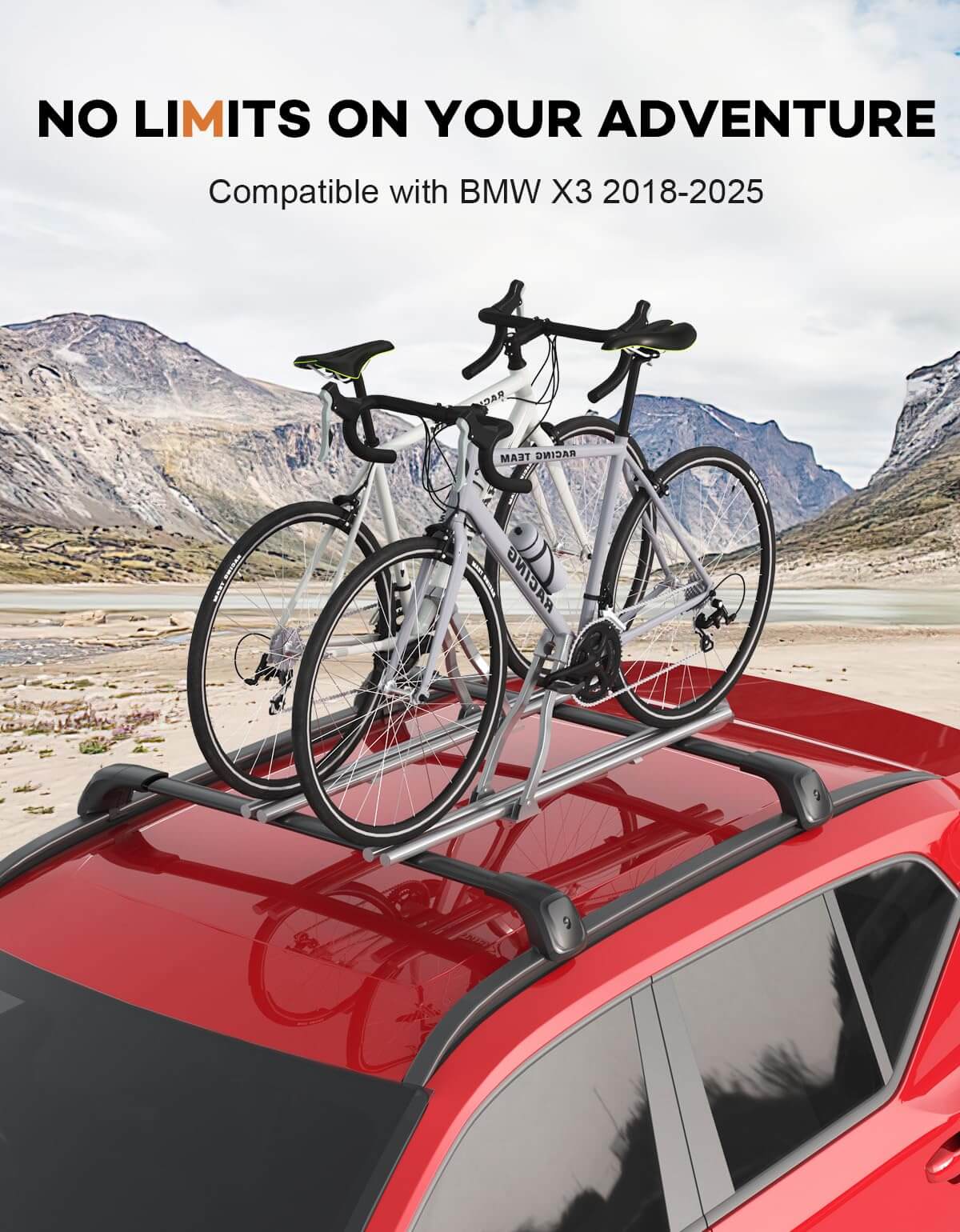 KINGGERI Lockable Roof Rack Cross Bars 260lbs Compatible with BMW X3 G01 2018-2025 (Not for G45)