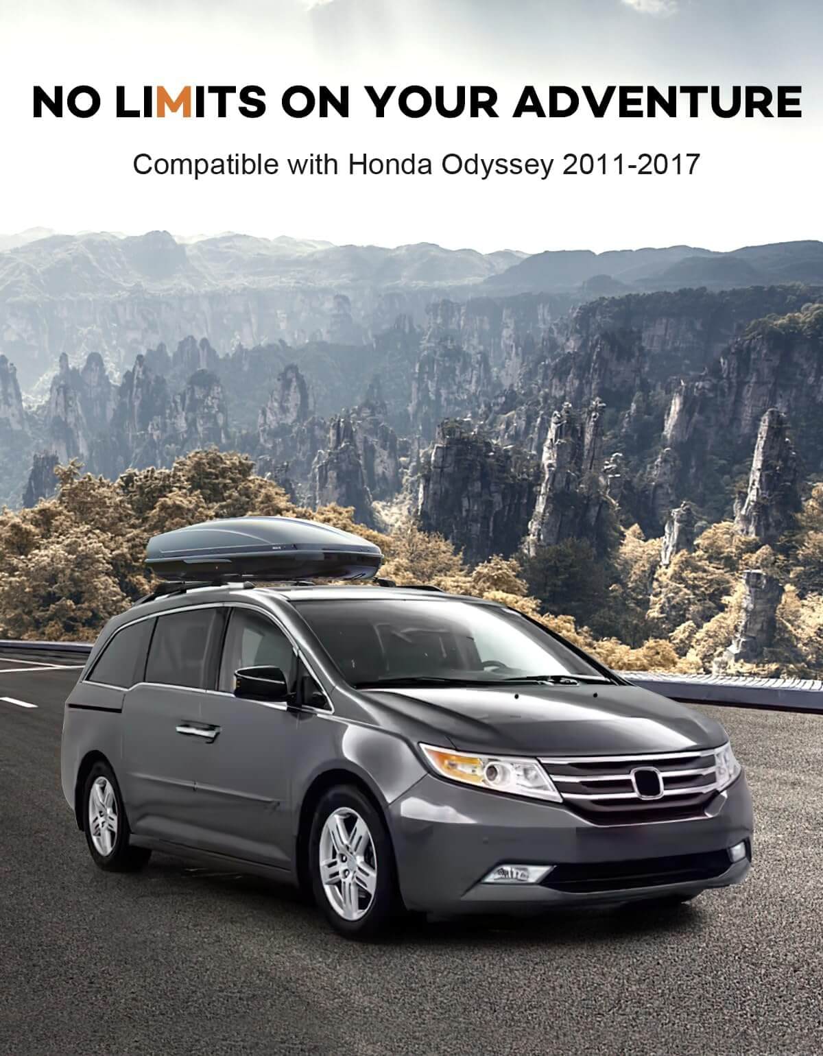 KINGGERI Lockable Roof Rack Cross Bars 220lbs Compatible with Honda Odyssey 2011-2017 (with Raised Side Rails)