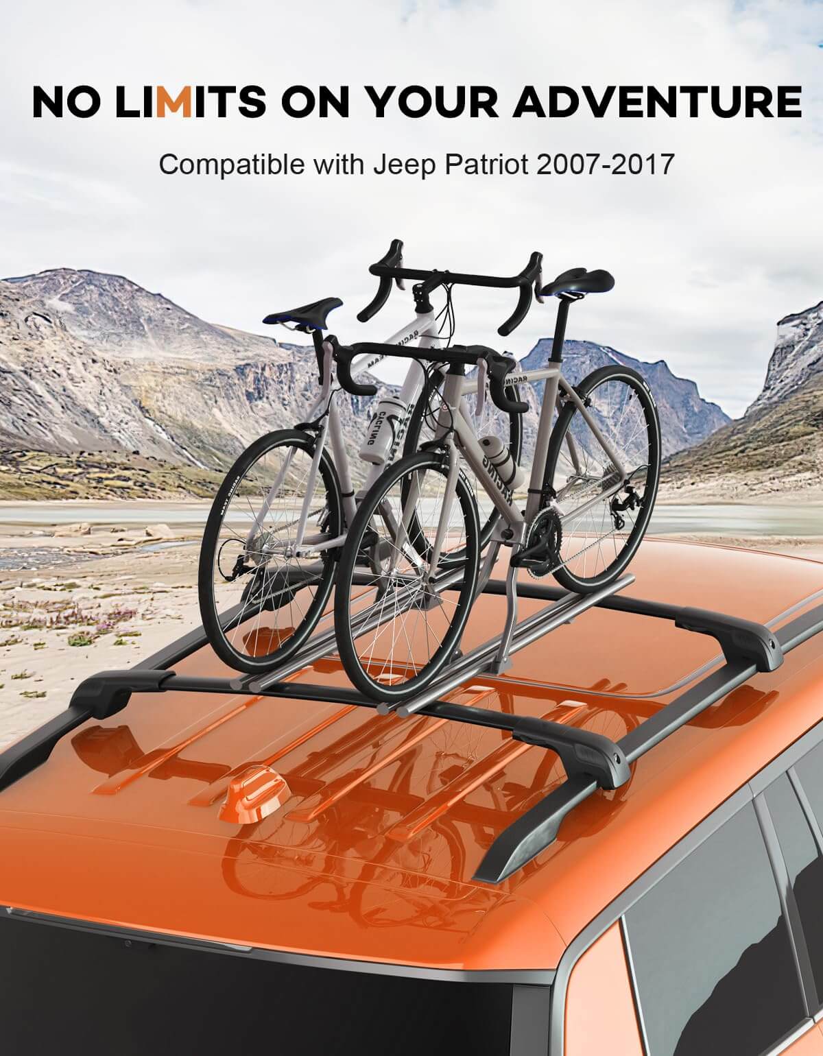 KINGGER Lockable Roof Rack Cross Bars 220lbs Compatible with Jeep Patriot 2007-2017,Heavy Duty Aluminum