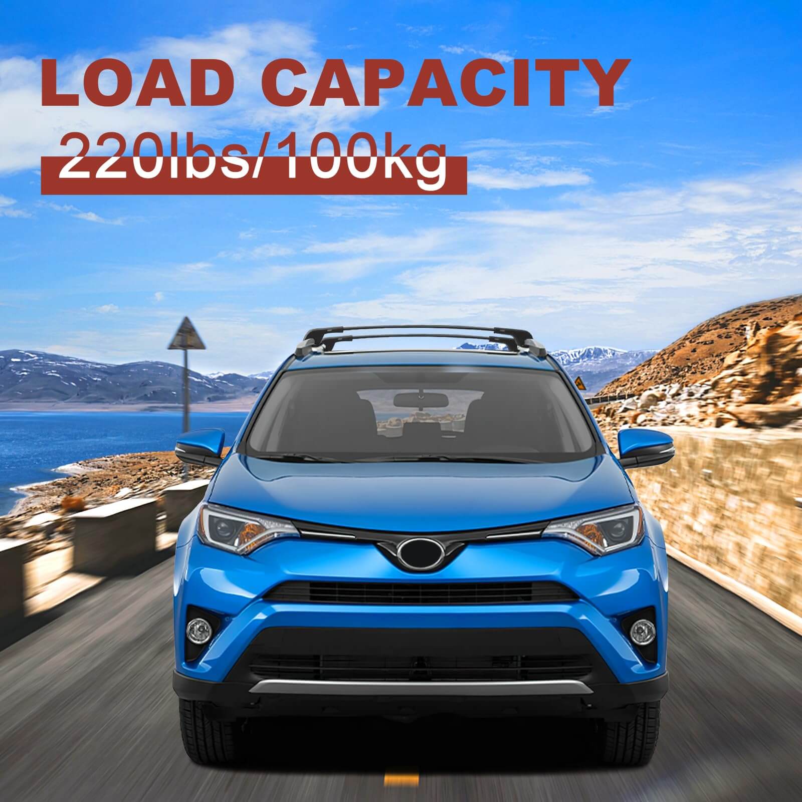 KINGGERI Lockable 220LBS Roof Rack Cross Bars Compatible with Toyota RAV4 2013-2018, Lockable Aluminum Heavy Duty Crossbar