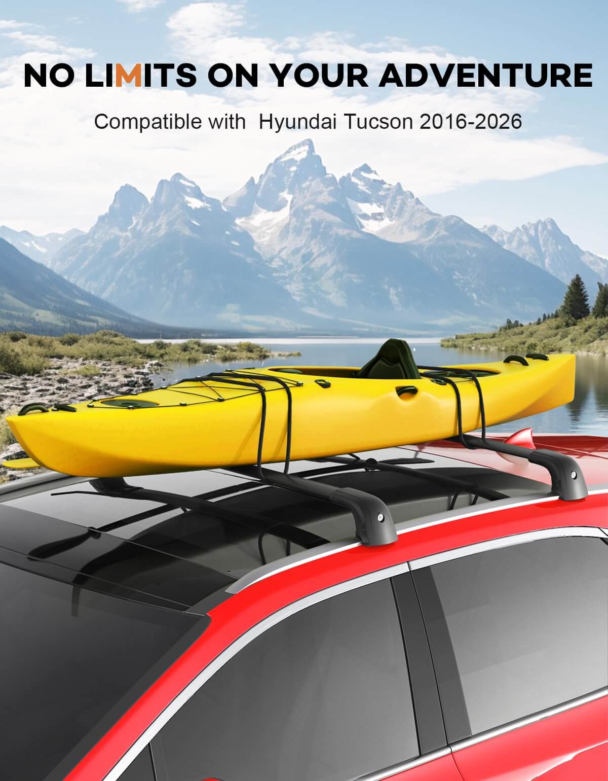 KINGGERI 220lbs Lockable Roof Rack Cross Bars Compatible with Hyundai Tucson 2016-2025 SE/SEL/N Line/Limited