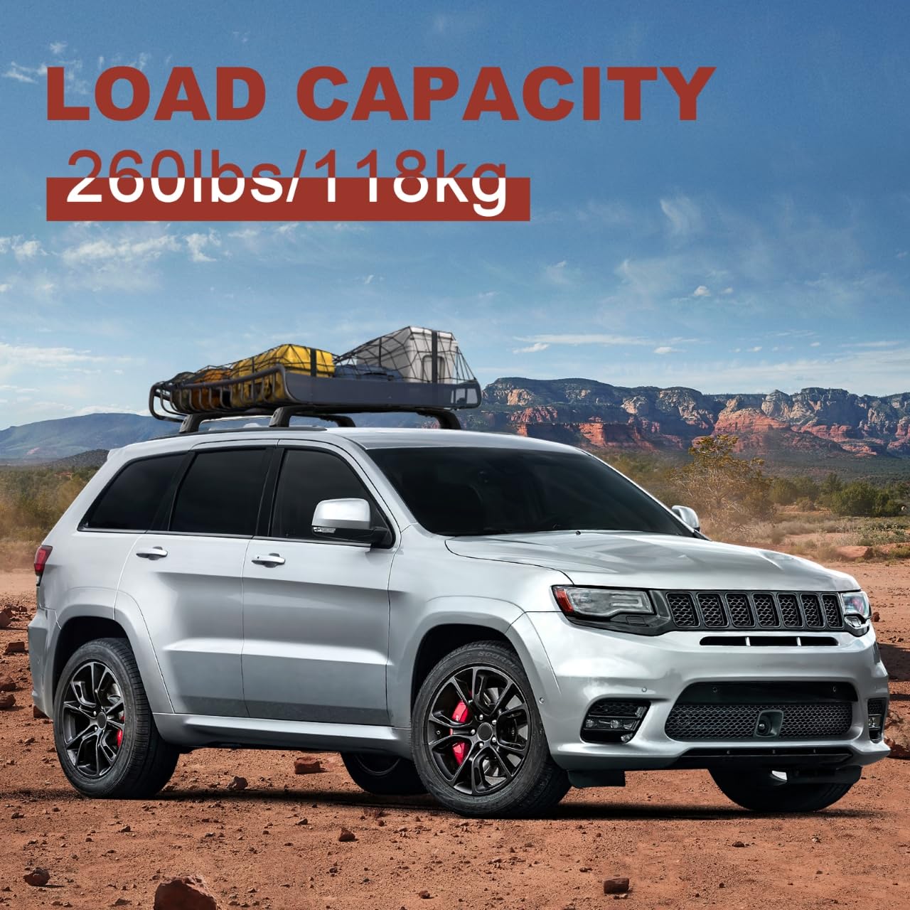 KINGGERI Lockable 260lbs Roof Racks Cross Bars Fit for Jeep Grand Cherokee Altitude & SRT & Trackhawk with Roof Black Moldings 2011-2022