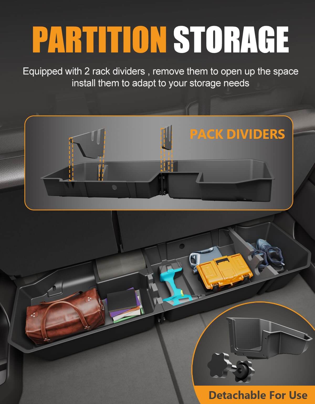 KINGGERI Under Seat Storage Boxes Compatible with 2019-2026 Chevy Chevrolet Silverado 1500/GMC Sierra 1500, 2020-2026 Silverado/Sierra 2500HD/3500HD