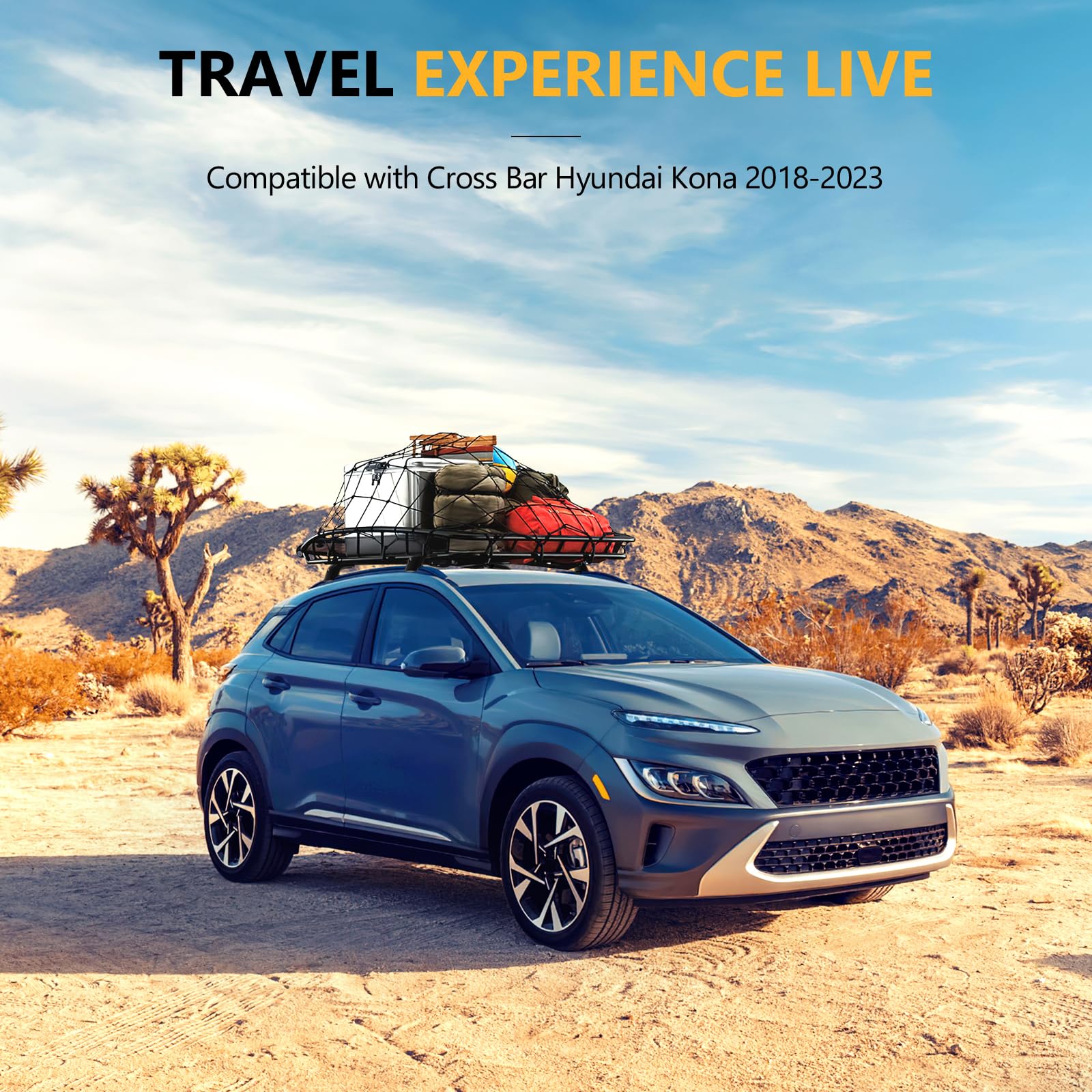 Lockable 220lbs Roof Rack Cross Bars Compatible with 2018-2023 Hyundai Kona & Kona N & Kona Electric with Flush Side Rails