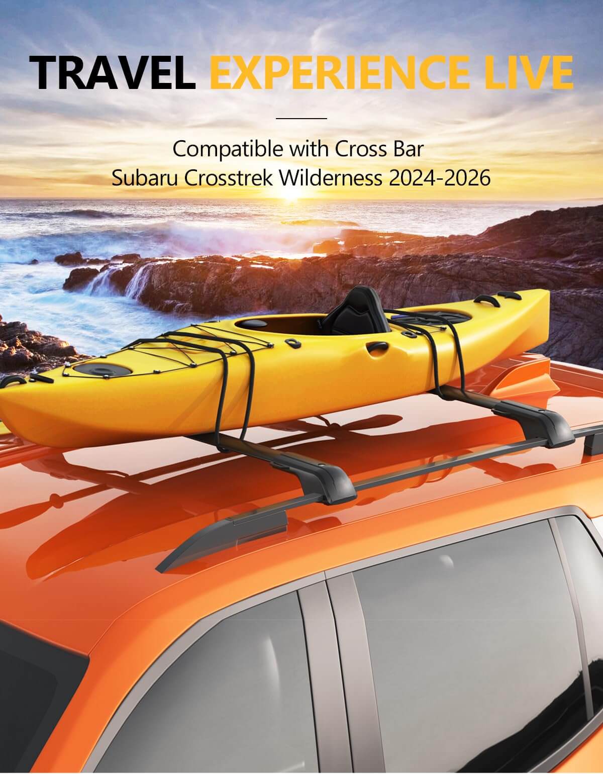 Roof Rack Cross Bars 260lbs Compatible with Subaru Crosstrek Wilderness 2024 2025 with Raised Side Rails