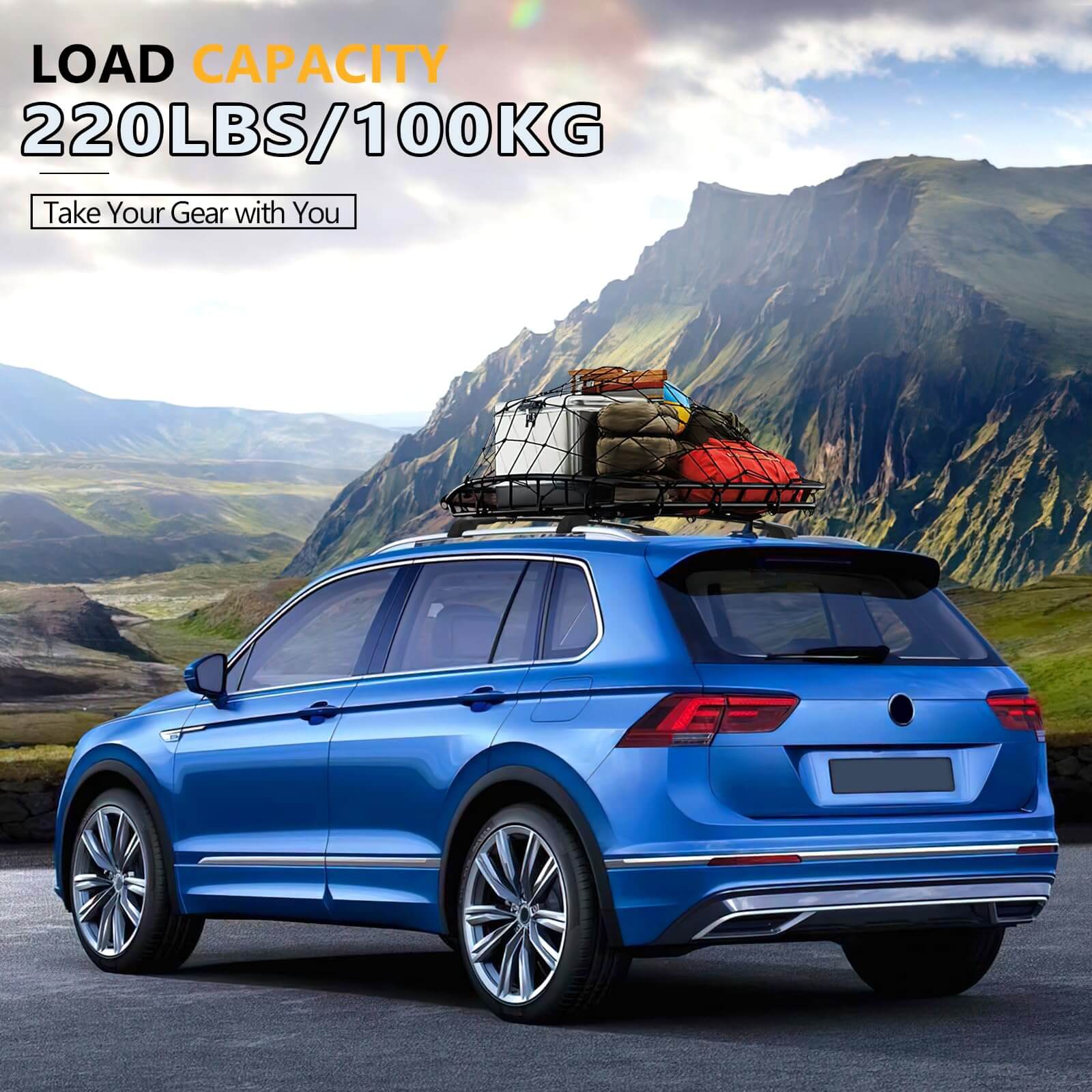 KINGGERI 220lbs Lockbale Roof Rack Cross Bars Compatible with Volkswagen VW Tiguan 2018-2025 (Not for Limited) & Taos 2022-2025