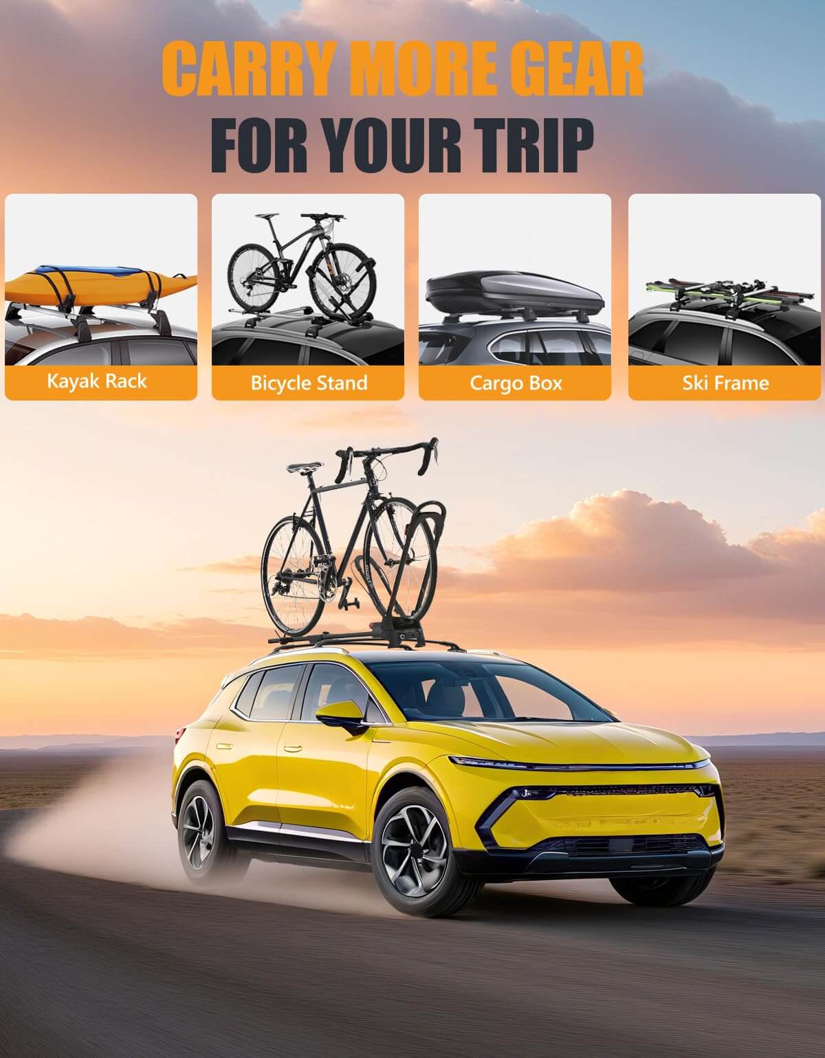 KINGGERI Cross Bars Roof Rack Compatible with Chevy Chevrolet Equinox EV 2024 2025 with Flush Side Rails