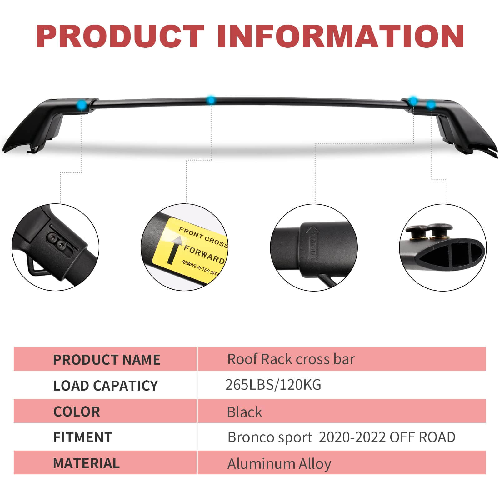 KINGGERI 265lbs Roof Racks Cross Bars Fit for Ford Bronco Sport (Off-Road) Badlands 2021-2025 & Outer-Banks 2022-2025 & First Edition 2021