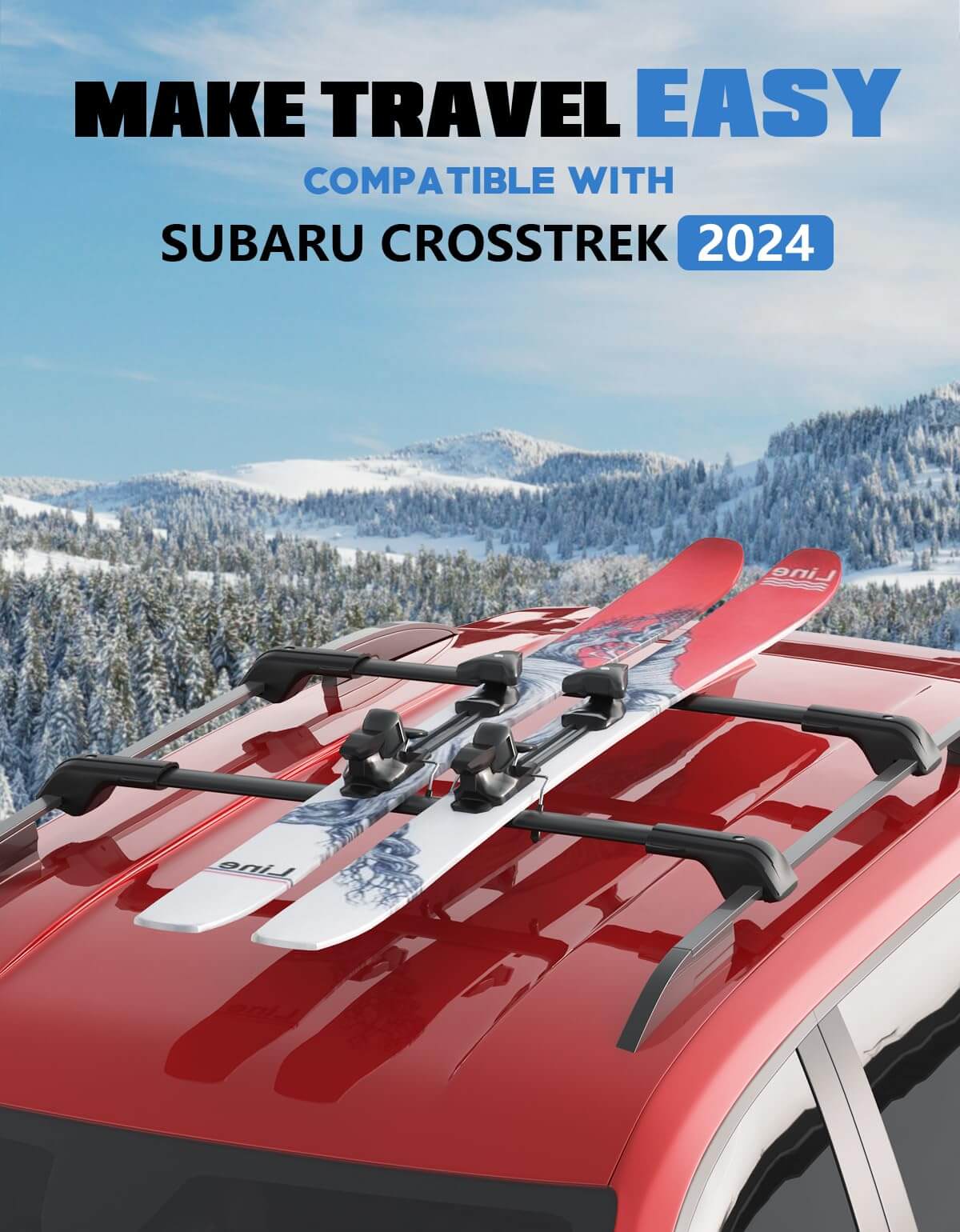 KINGGERI Roof Rack Cross Bars 260lbs Fit for Subaru Crosstrek 2024 2025 with Raised Rails (not for Wilderness)