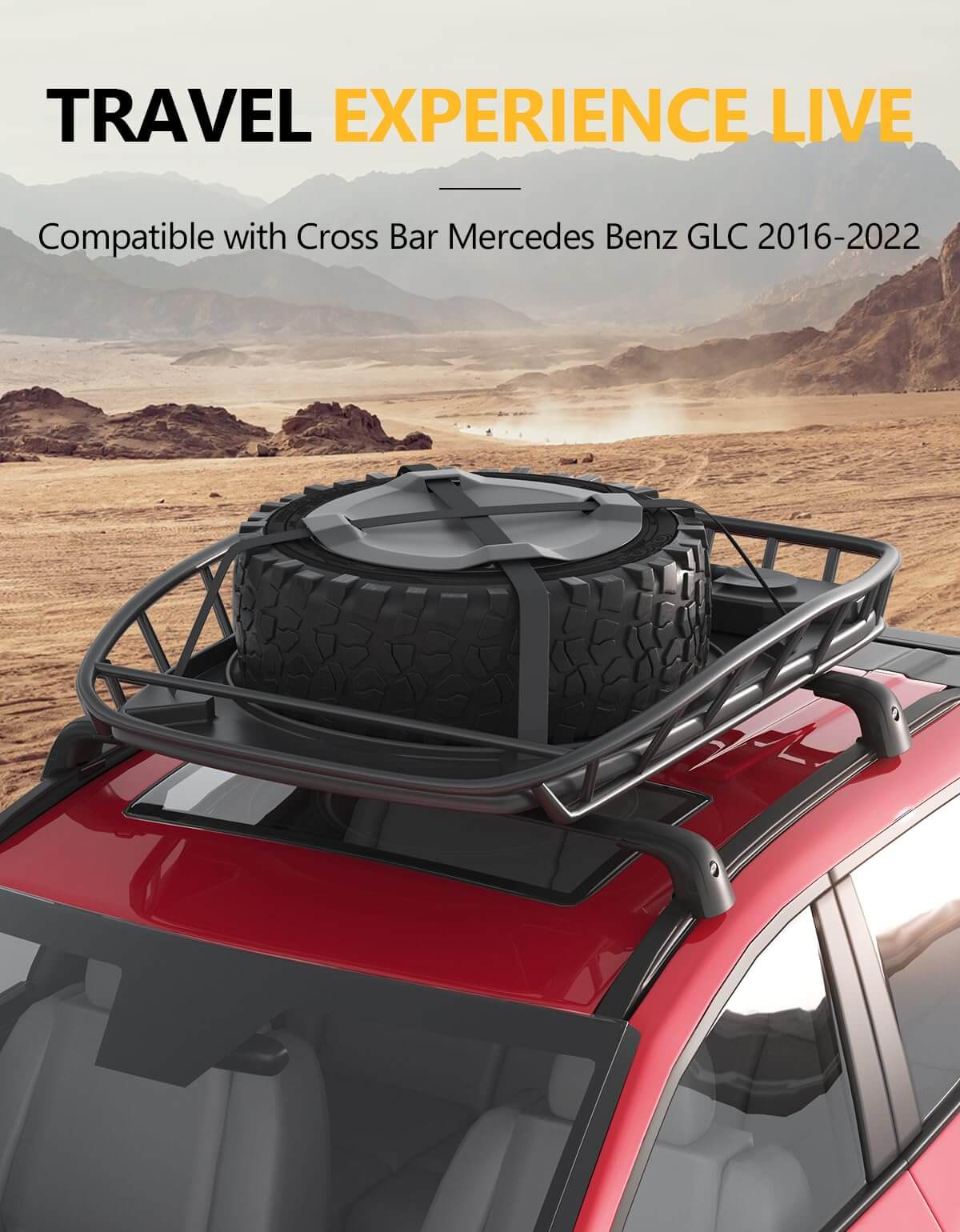 KINGGERI 220lb Lockable Roof Rack Cross Bars Compatible with Mercedes Benz GLC 2016-2022 with Flush Side Rails