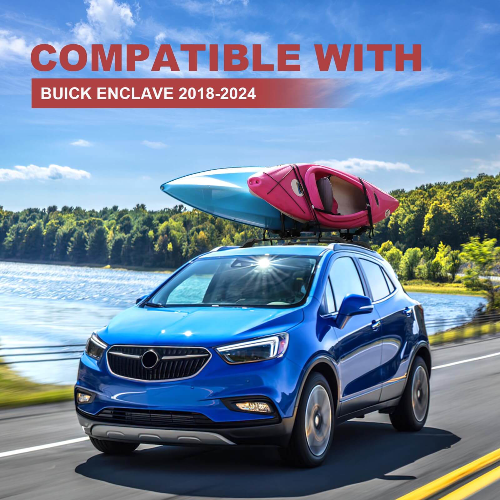 KINGGERI 260lbs Roof Rack Cross Bars Compatible with Buick Enclave 2018-2024 (with Flush Side Rails)