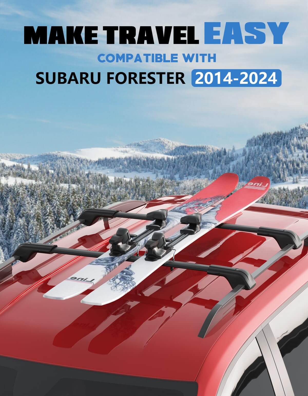Heavy Duty Lockable Roof Rack Cross Bars 260lbs Compatible with Subaru Forester 2014-2025 (not for Wilderness)