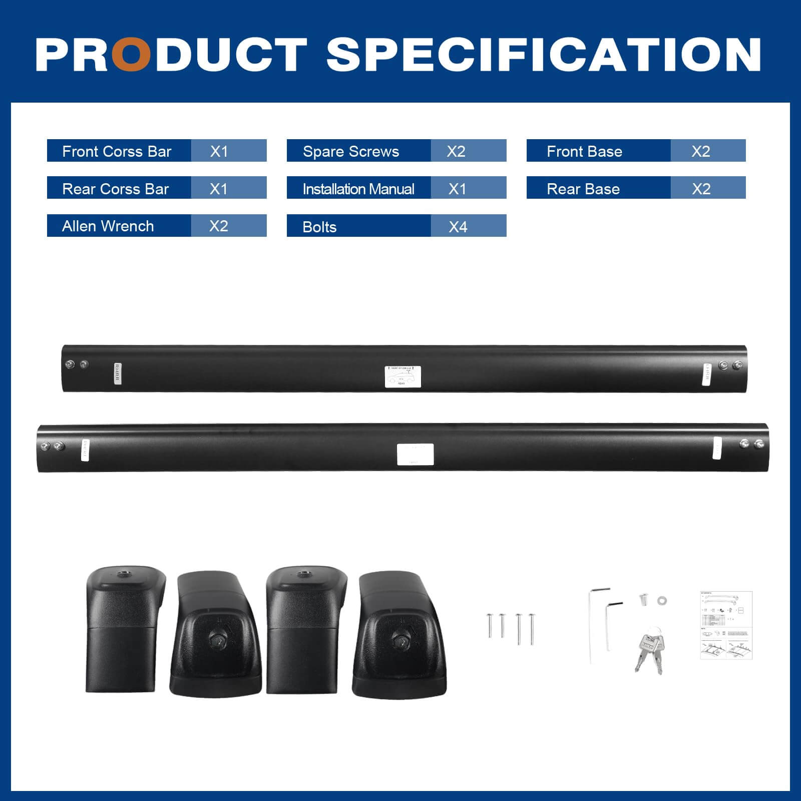 KINGGERI 260lbs Roof Rack Cross Bars Fit For 2021-2025 Kia Seltos S/SX/EX, Heavy Duty Aluminum Roof Rails Crossbars