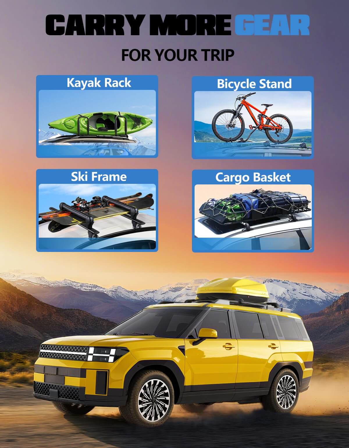 KINGGERI 260lb Roof Rack Cross Bars Fit for 2024-2026 Hyundai Santa Fe & Santa Fe Hybrid (Not for SE)