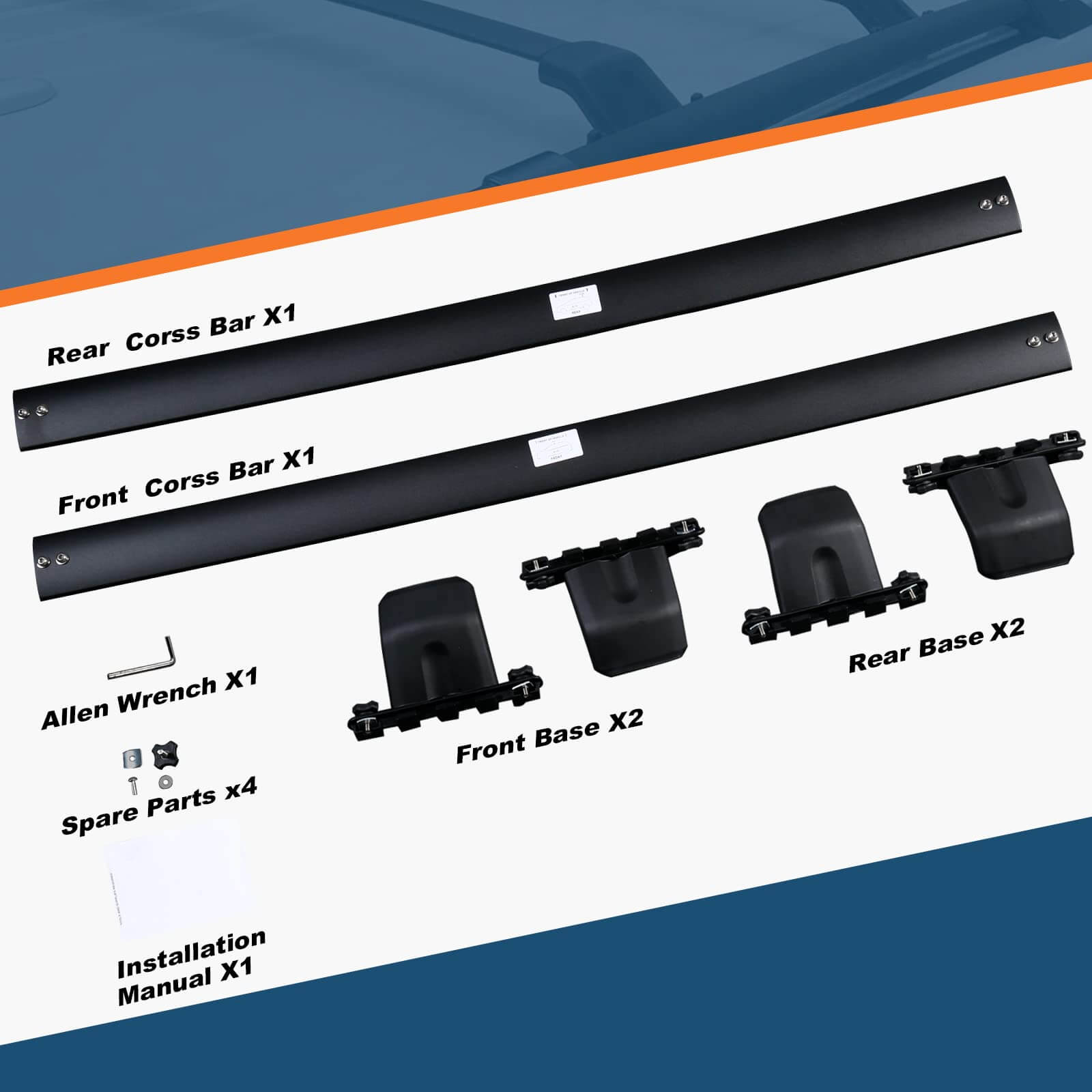KINGGERI Roof Rack Cross Bars Compatible with Honda Pilot 2009-2015 with Side Rails