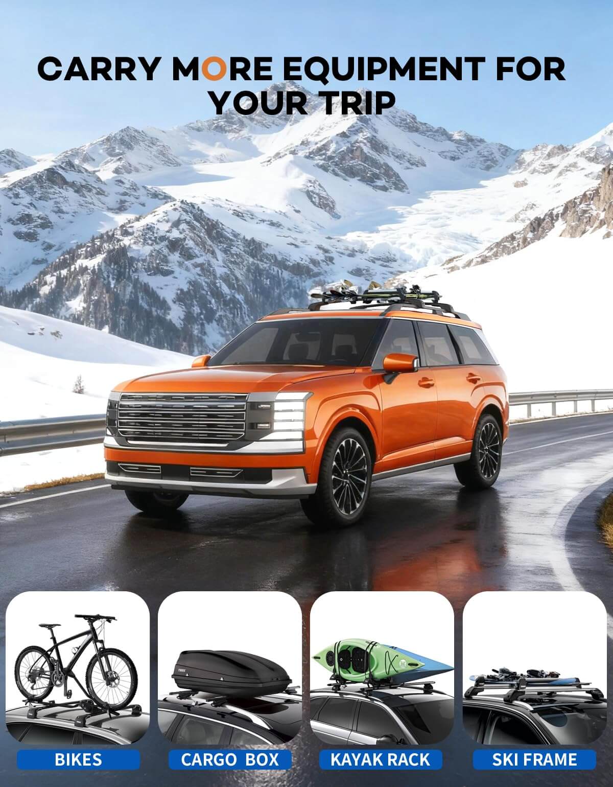 300lbs Lockable Roof Rack Cross Bars Compatible with Hyundai Palisade 2026,Heavy Duty Aluminum