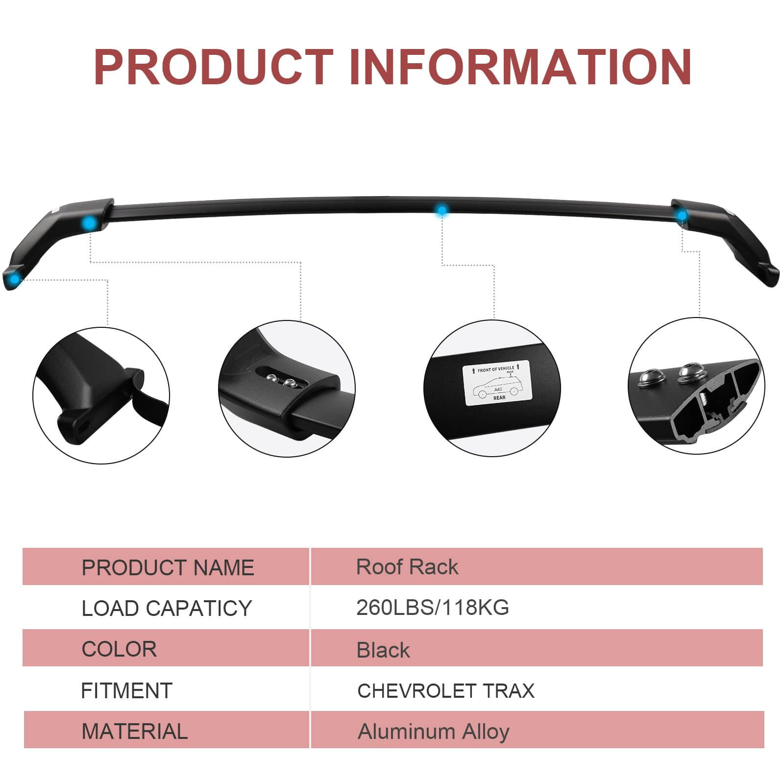 KINGGERI 260lbs Cross Bars Roof Racks Compatible with Chevrolet Chevy Trax 2023-2025 2RS ACTIV LT