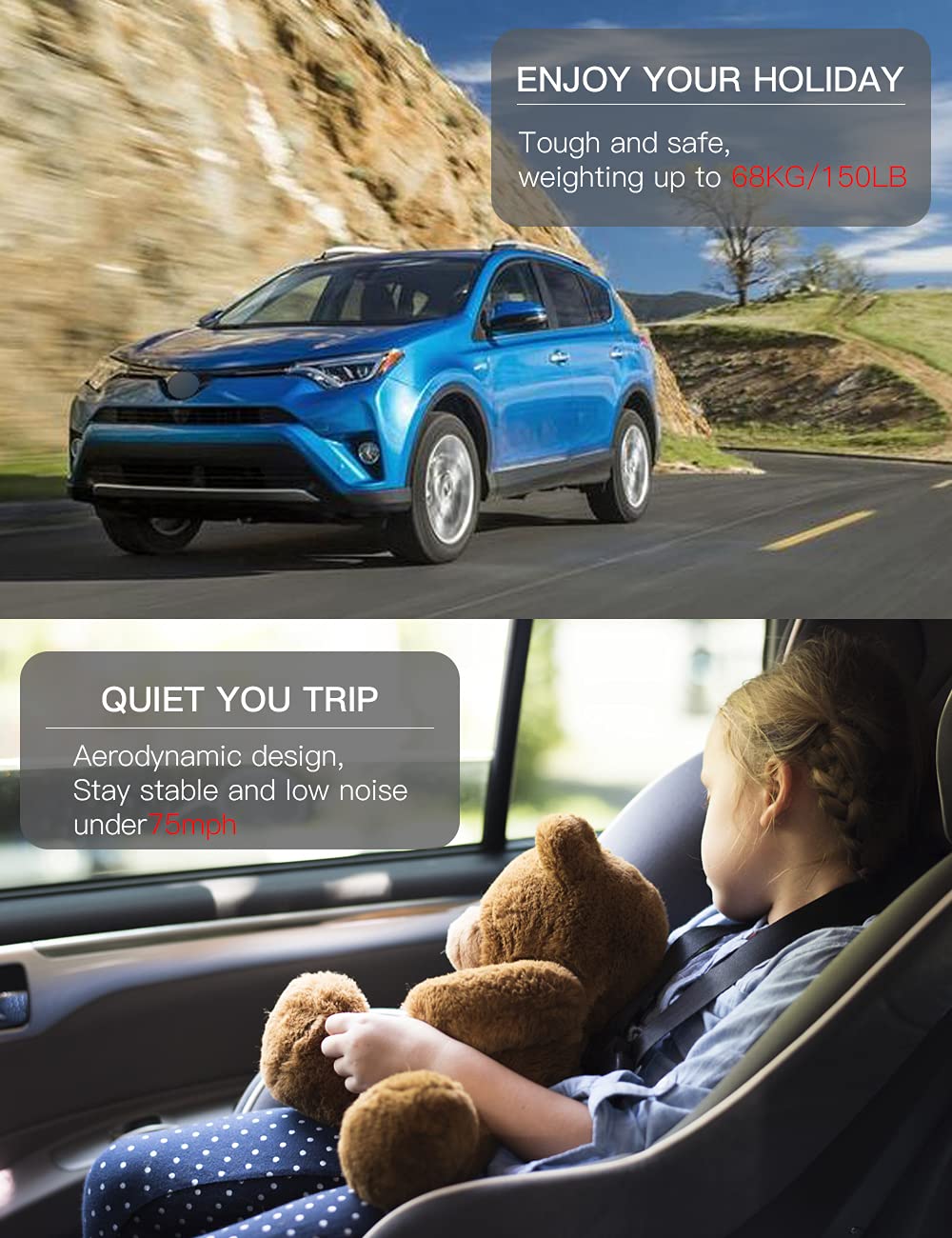 KINGGERI Roof Racks Cross Bars Compatible with Toyota RAV4 2013-2018 with Side Rails