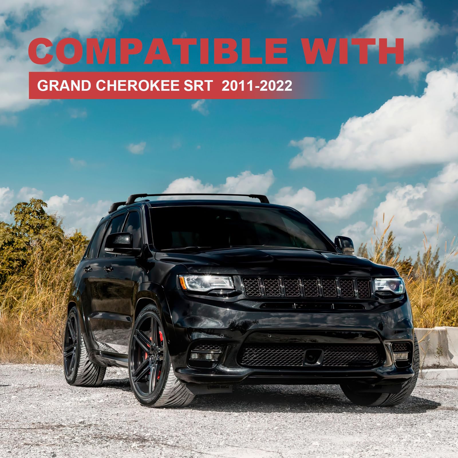 KINGGERI Lockable 260lbs Roof Racks Cross Bars Fit for Jeep Grand Cherokee Altitude & SRT & Trackhawk with Roof Black Moldings 2011-2022