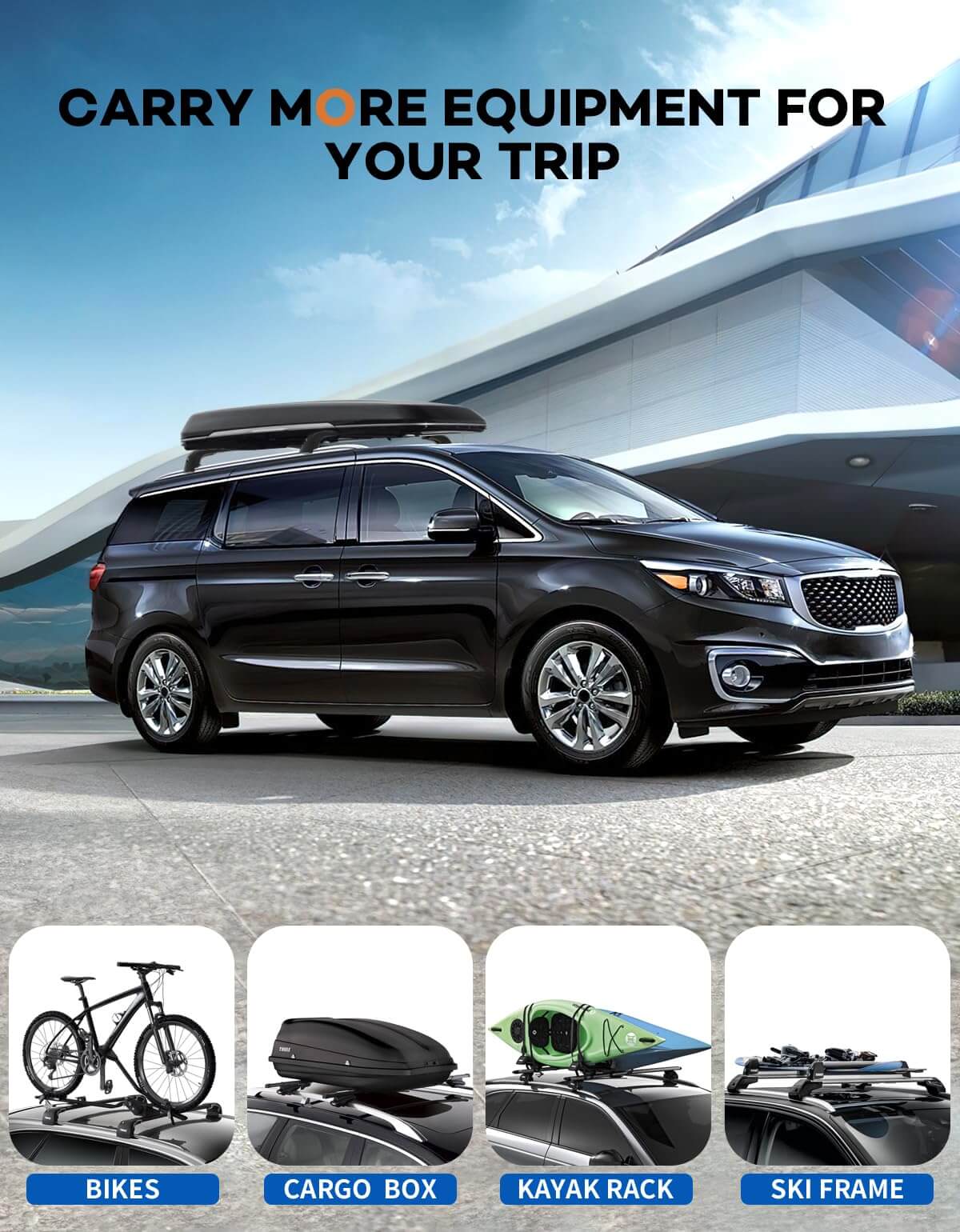 KINGGERI Roof Rack Cross Bars 220lbs Compatible with Kia Sedona 2015-2021,Heavy Duty Aluminum
